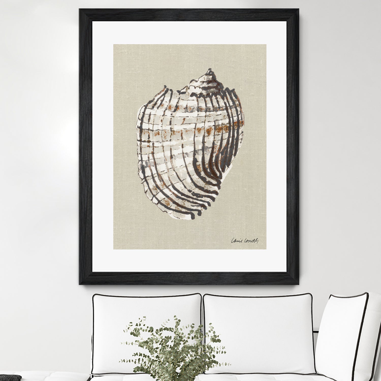 Shell on Burlap I by Lanie Loreth on GIANT ART - coastal shell