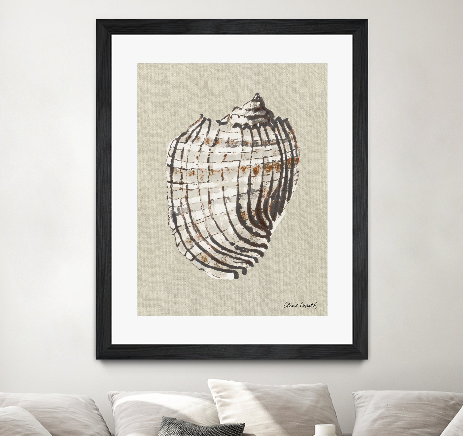 Shell on Burlap I by Lanie Loreth on GIANT ART - coastal shell