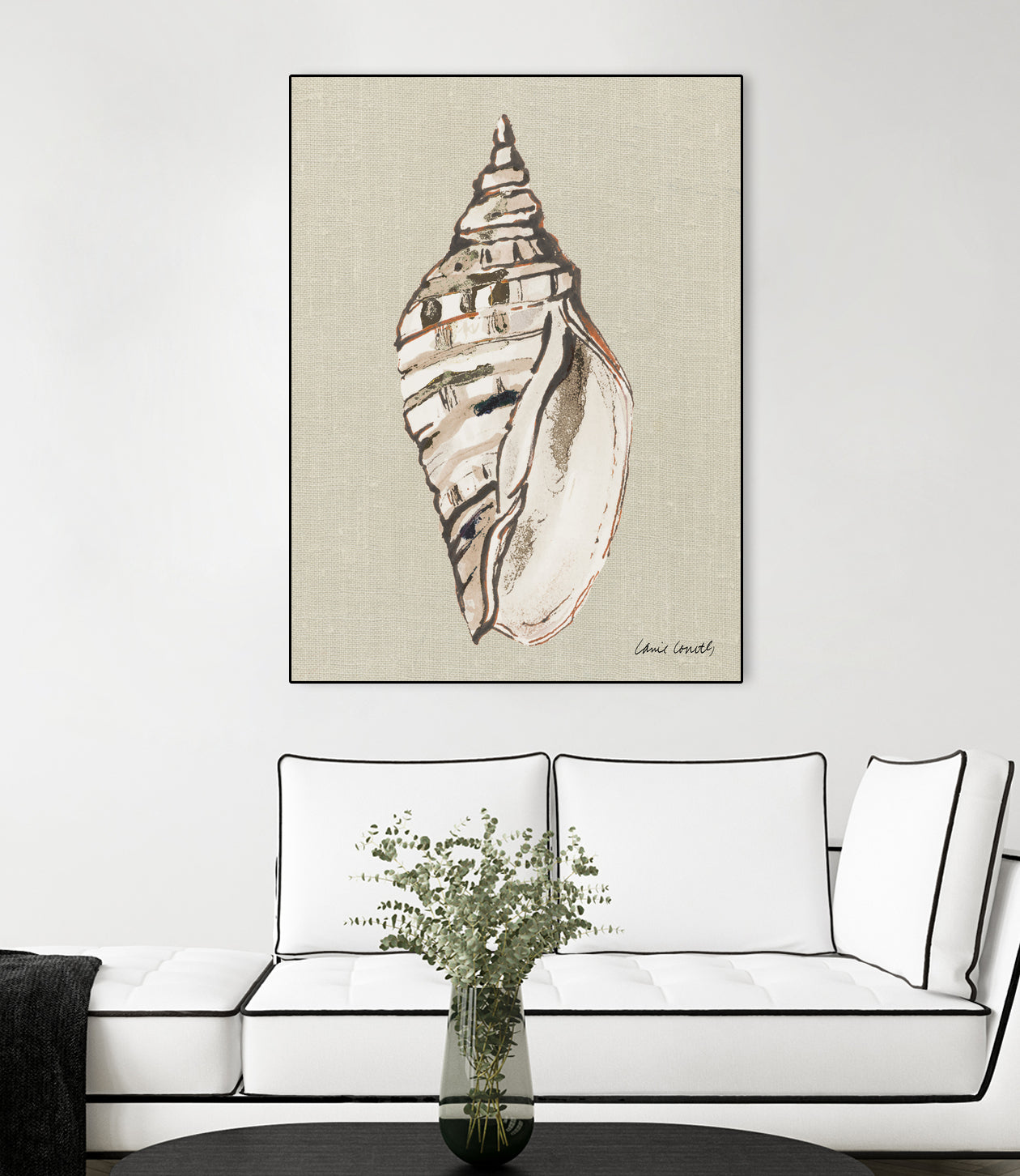 Shell on Burlap II by Lanie Loreth on GIANT ART - coastal shell