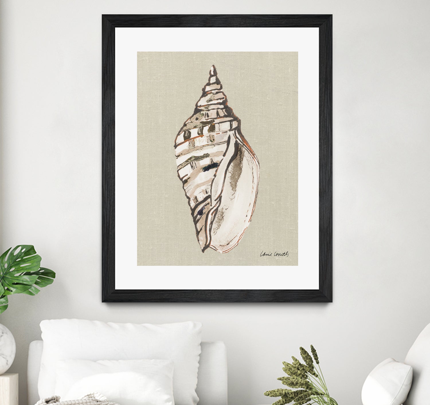 Shell on Burlap II by Lanie Loreth on GIANT ART - coastal shell
