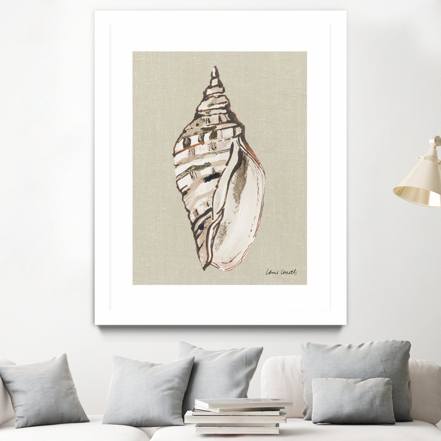Shell on Burlap II by Lanie Loreth on GIANT ART - coastal shell