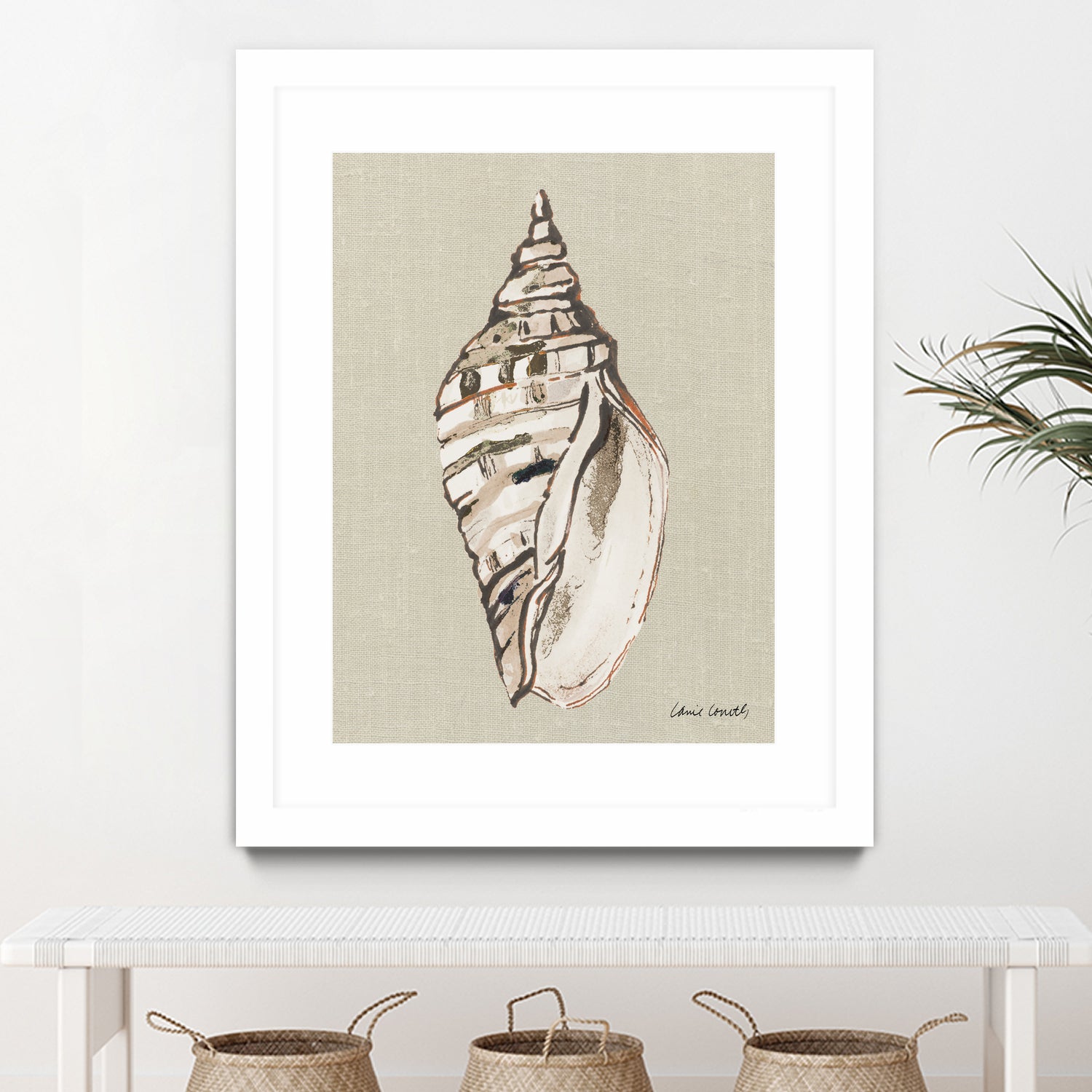 Shell on Burlap II by Lanie Loreth on GIANT ART - coastal shell