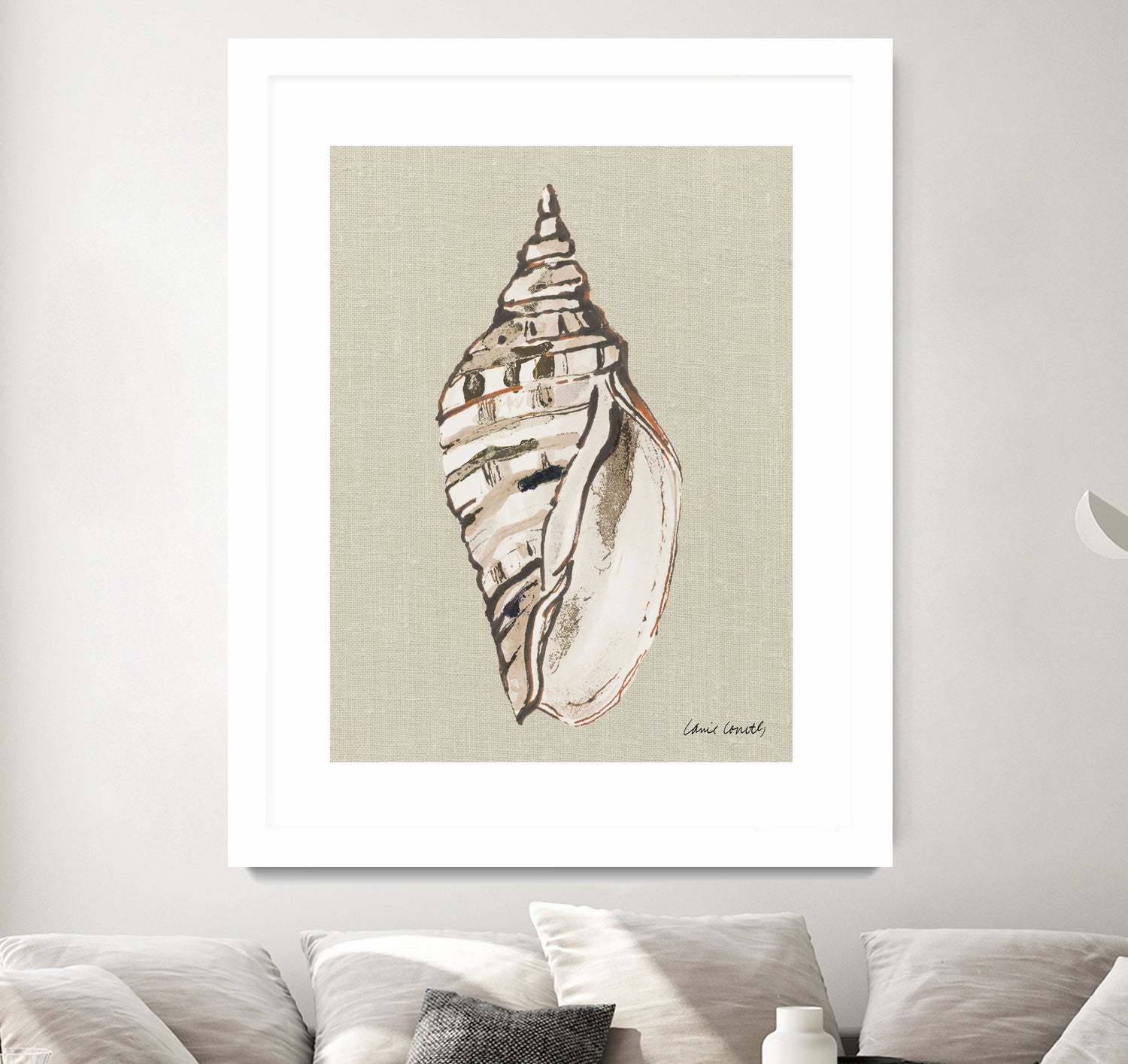 Shell on Burlap II by Lanie Loreth on GIANT ART - coastal shell