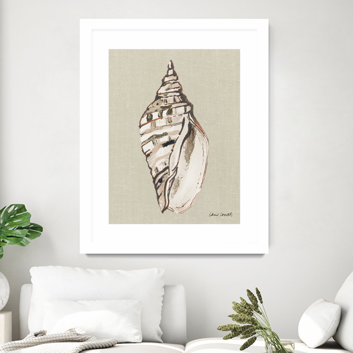 Shell on Burlap II by Lanie Loreth on GIANT ART - coastal shell