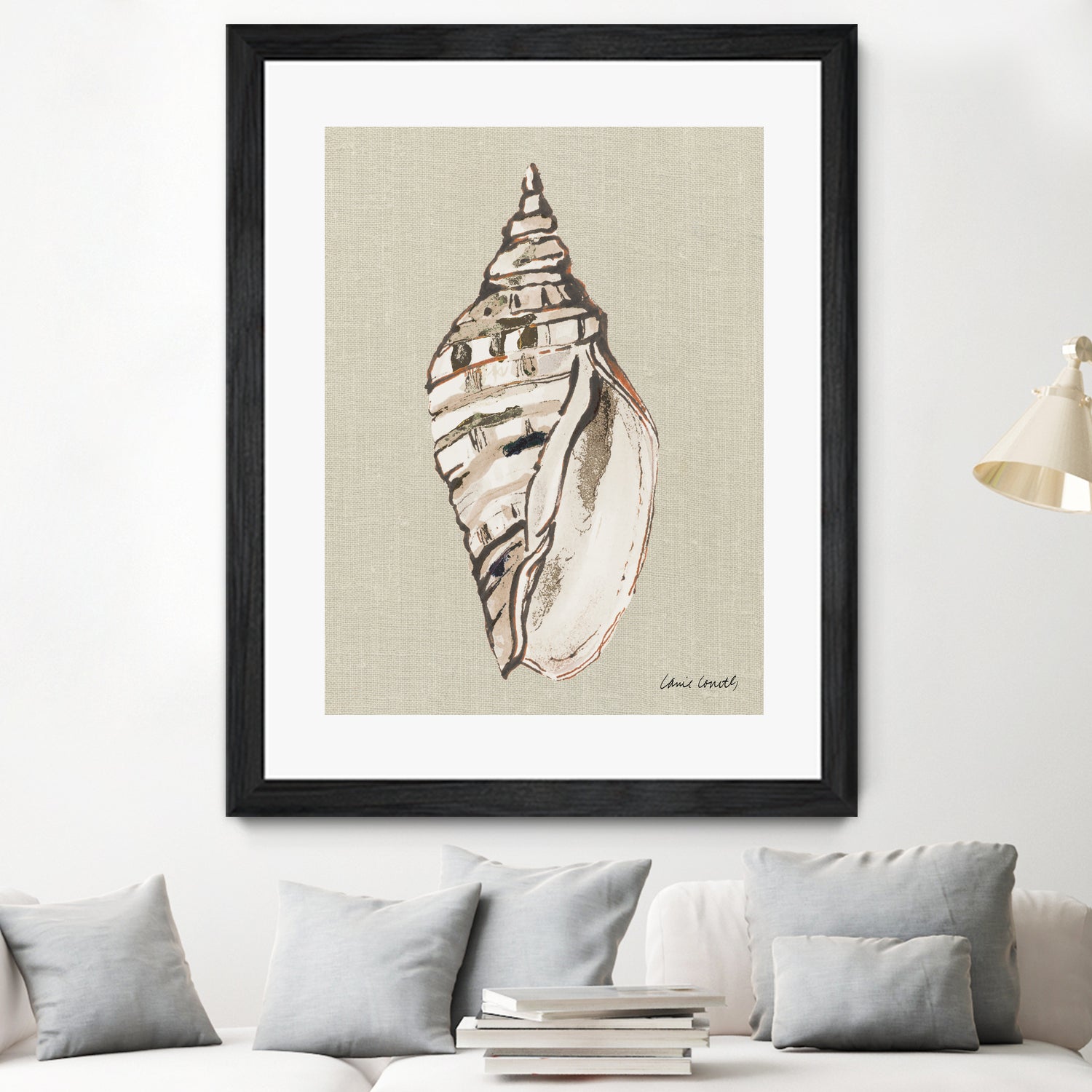 Shell on Burlap II by Lanie Loreth on GIANT ART - coastal shell