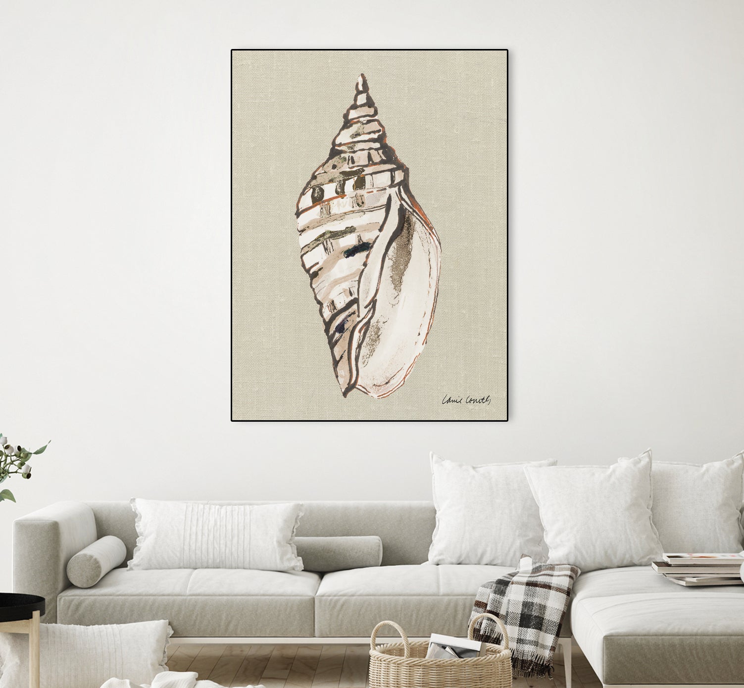 Shell on Burlap II by Lanie Loreth on GIANT ART - coastal shell