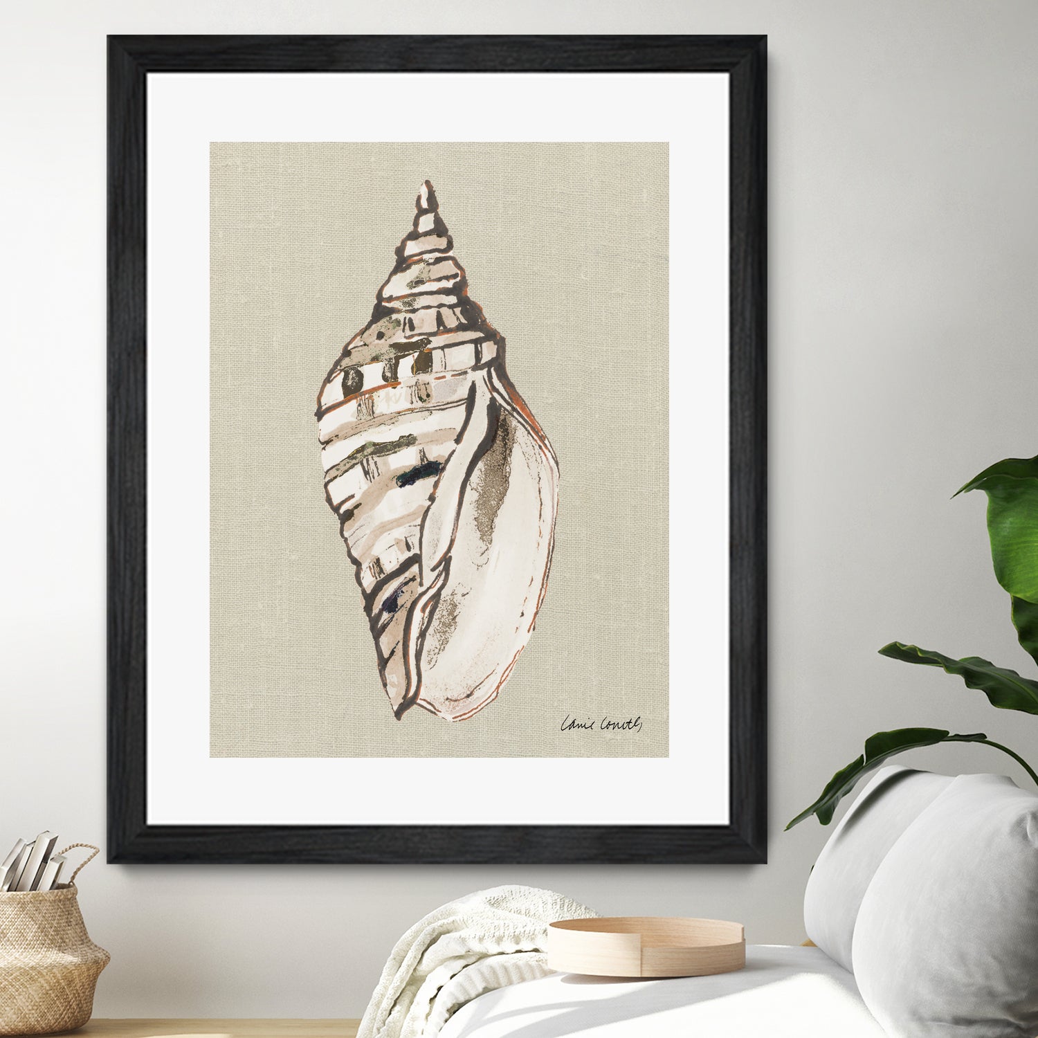 Shell on Burlap II by Lanie Loreth on GIANT ART - coastal shell