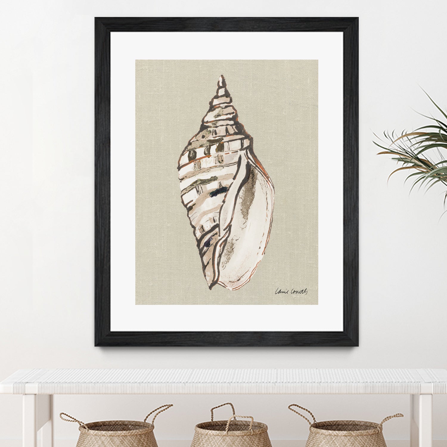 Shell on Burlap II by Lanie Loreth on GIANT ART - coastal shell