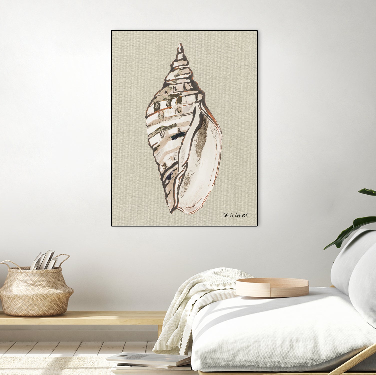 Shell on Burlap II by Lanie Loreth on GIANT ART - coastal shell