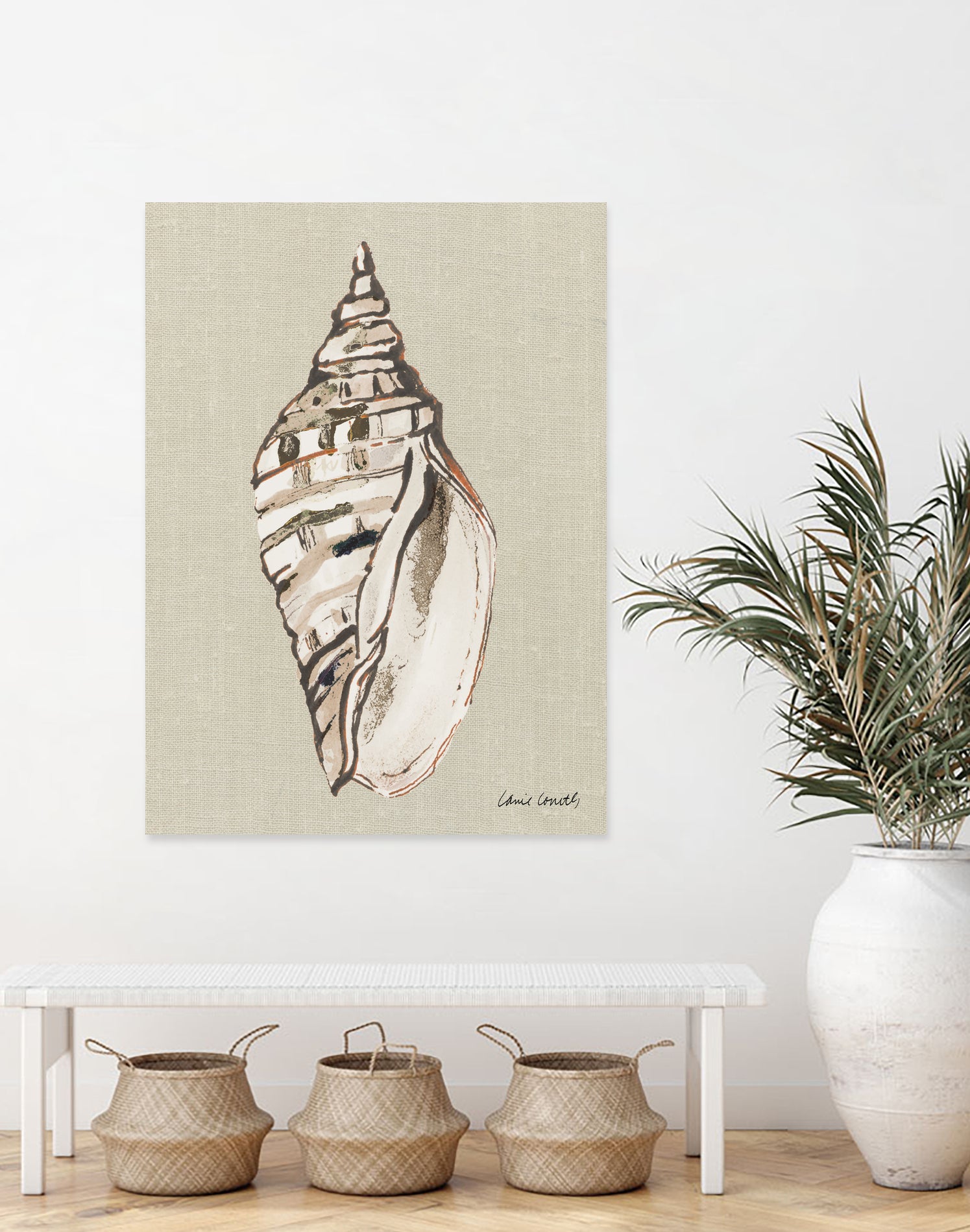 Shell on Burlap II by Lanie Loreth on GIANT ART - coastal shell