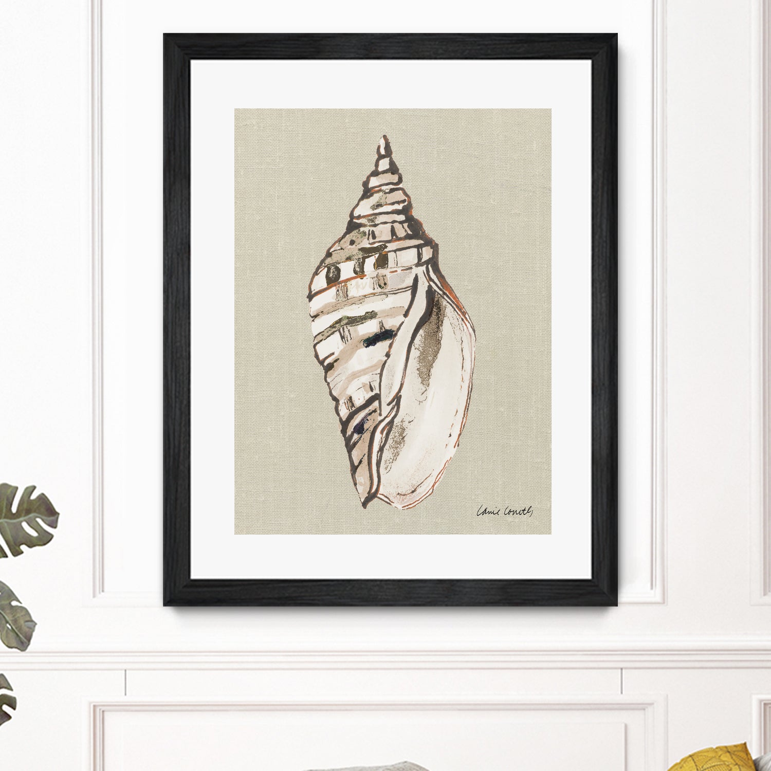 Shell on Burlap II by Lanie Loreth on GIANT ART - coastal shell