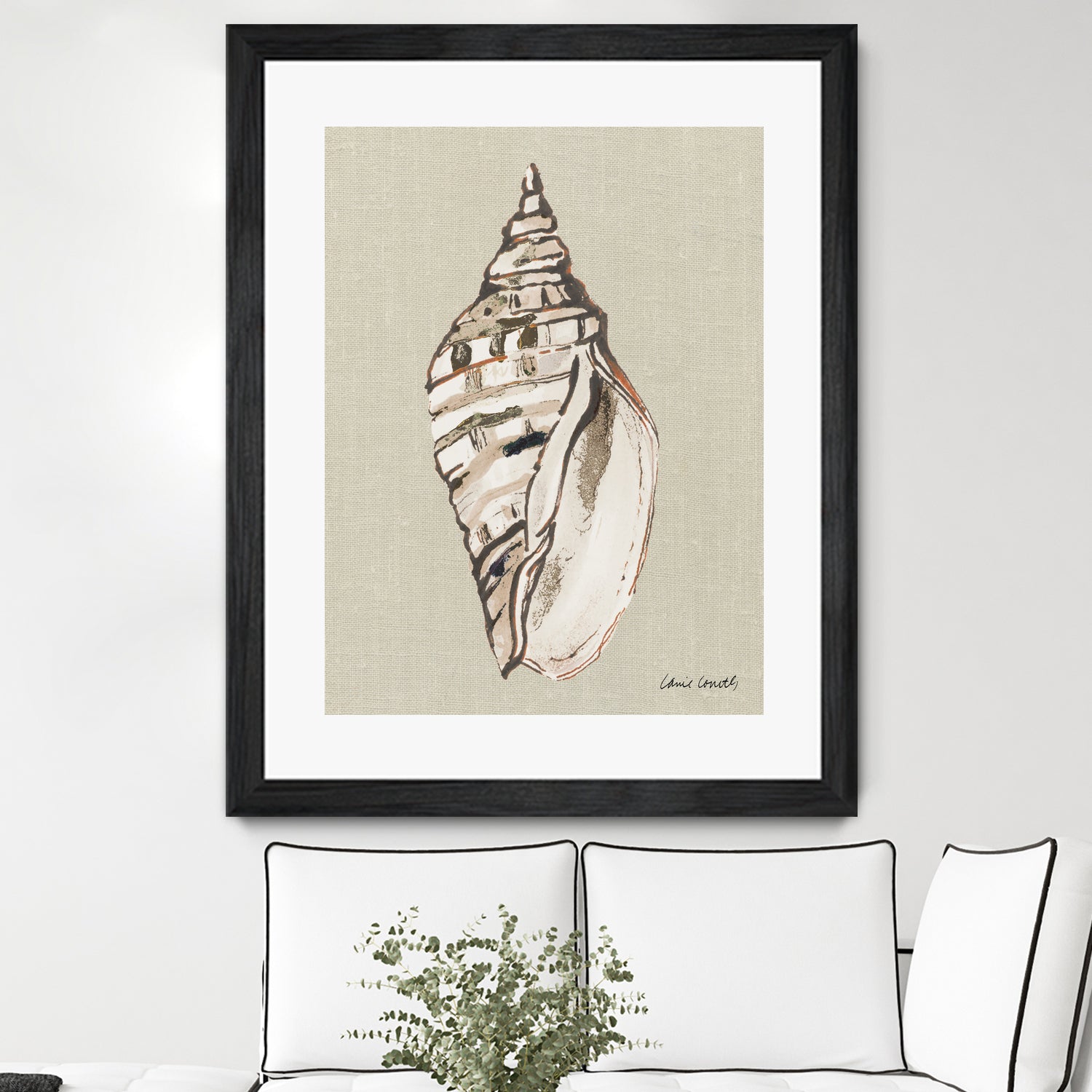 Shell on Burlap II by Lanie Loreth on GIANT ART - coastal shell