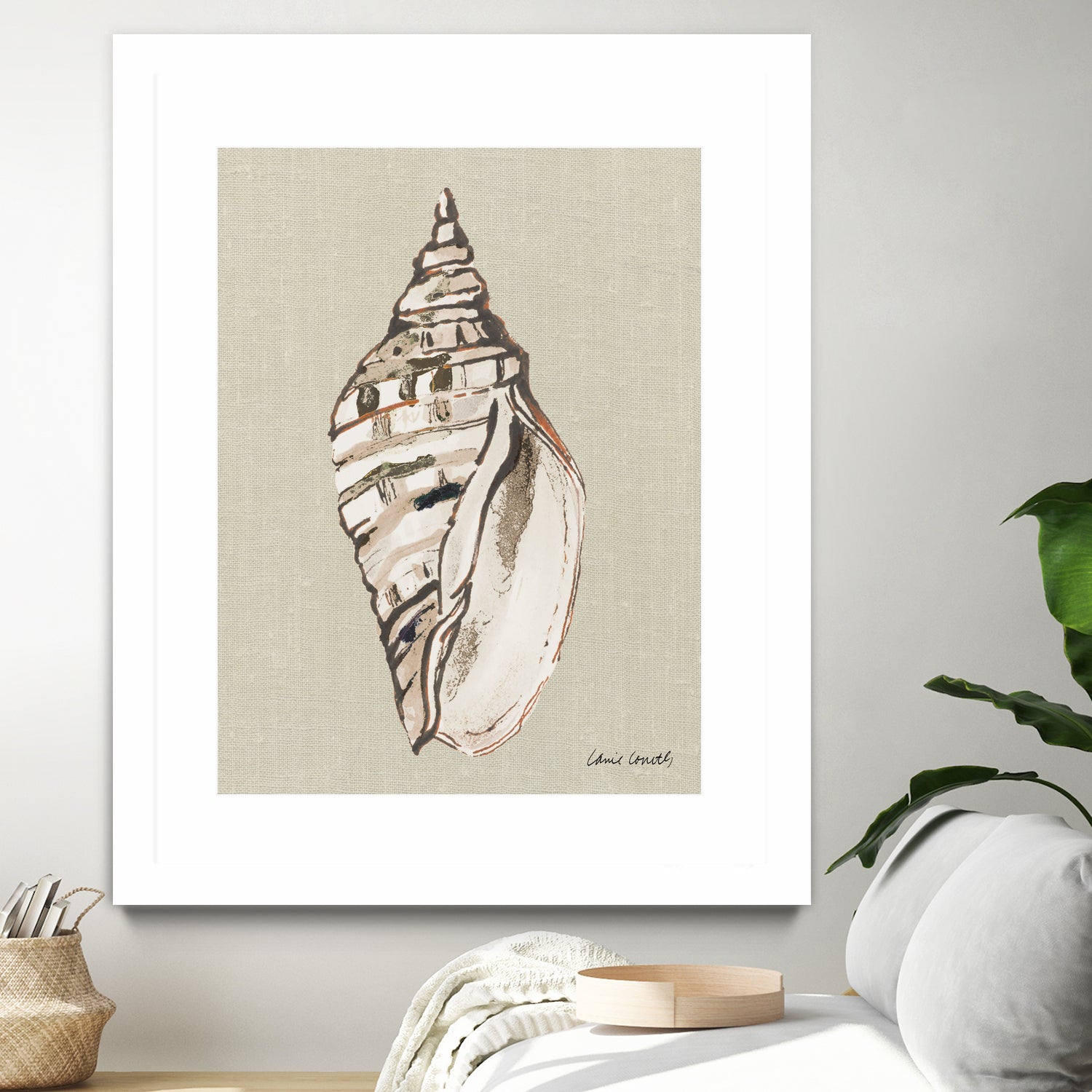 Shell on Burlap II by Lanie Loreth on GIANT ART - coastal shell