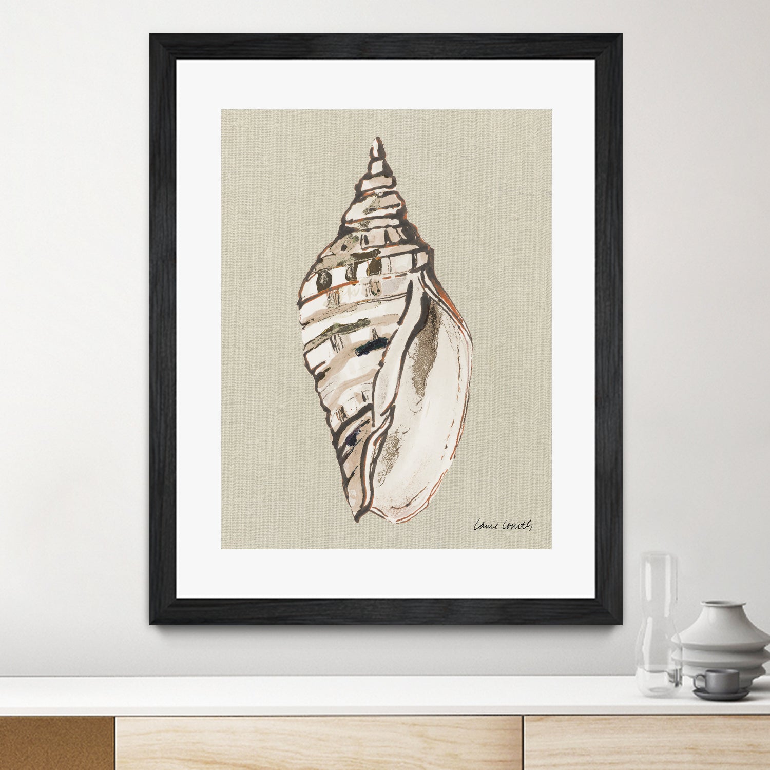 Shell on Burlap II by Lanie Loreth on GIANT ART - coastal shell