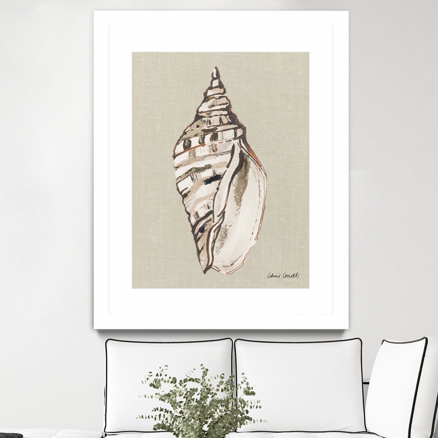 Shell on Burlap II by Lanie Loreth on GIANT ART - coastal shell