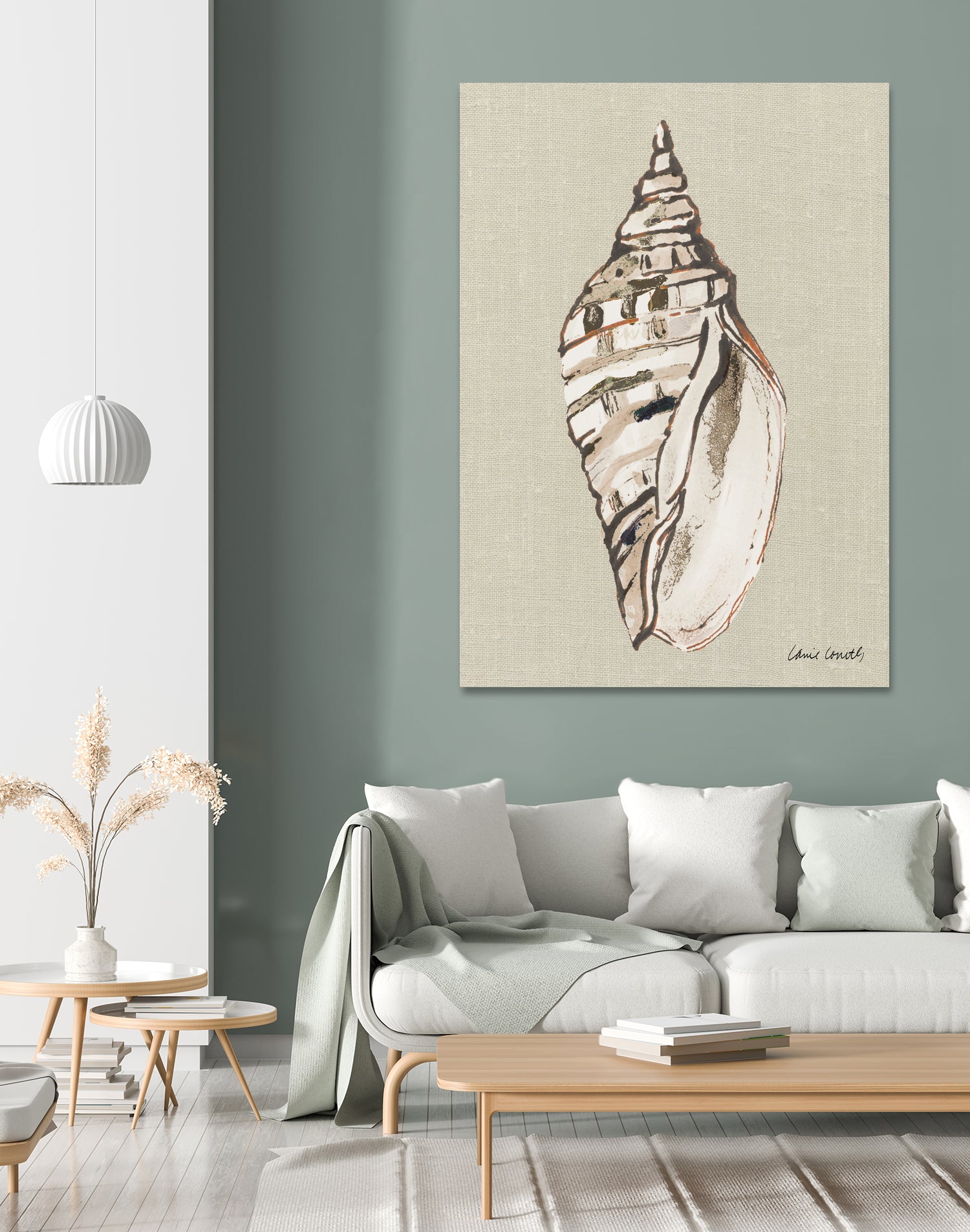 Shell on Burlap II by Lanie Loreth on GIANT ART - coastal shell