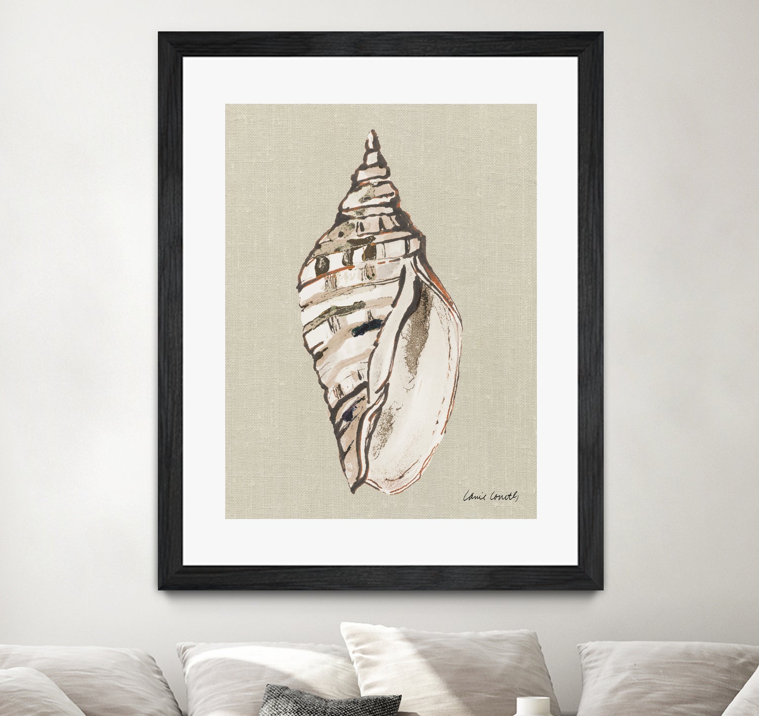 Shell on Burlap II by Lanie Loreth on GIANT ART - coastal shell
