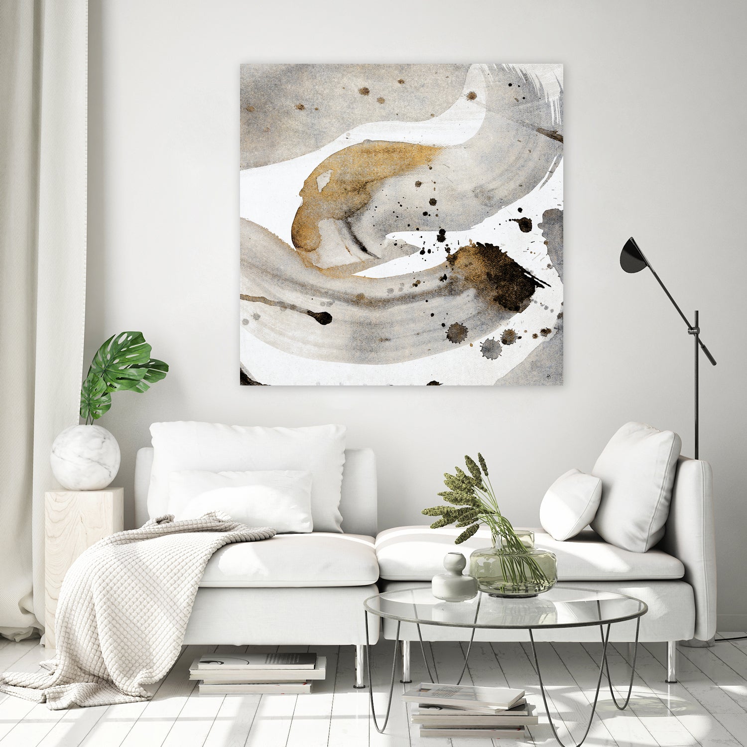 Gray Paint Abstract with Gold by Kat Papa on GIANT ART - abstract gray