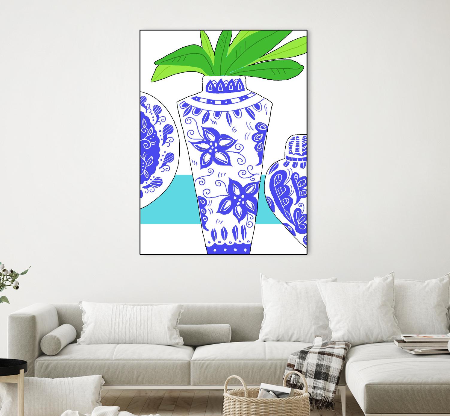 Blue Vase I by Deidre Mosher on GIANT ART - decorative