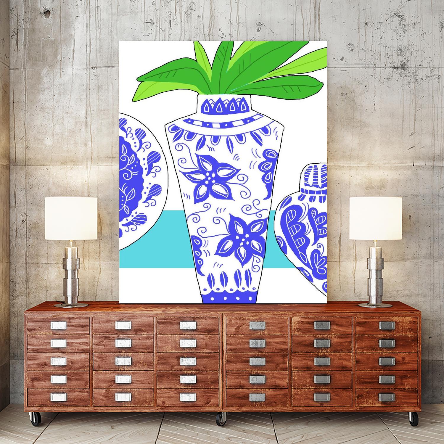 Blue Vase I by Deidre Mosher on GIANT ART - decorative
