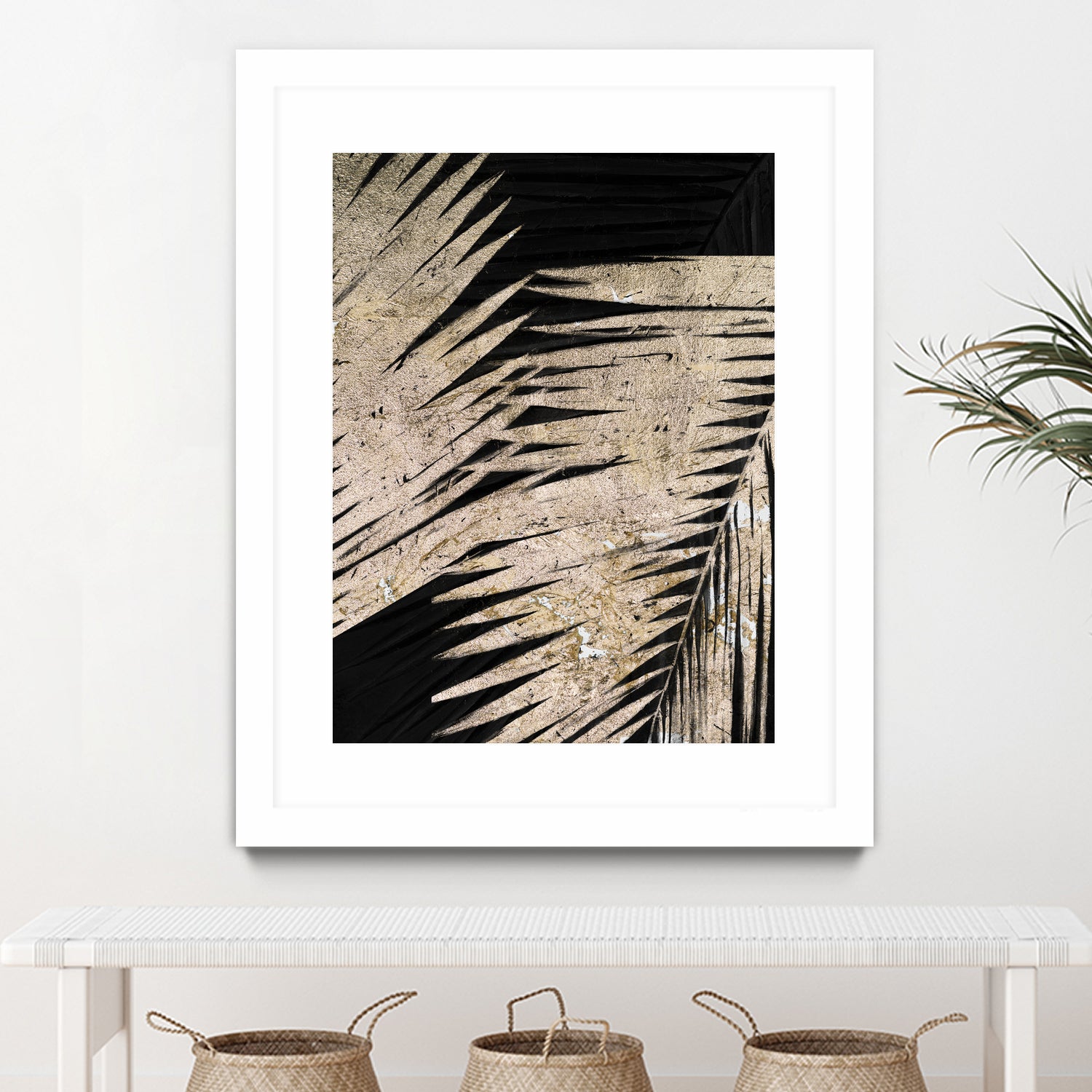 Neutral Palmas on Black I by Patricia Pinto on GIANT ART - palms palmas