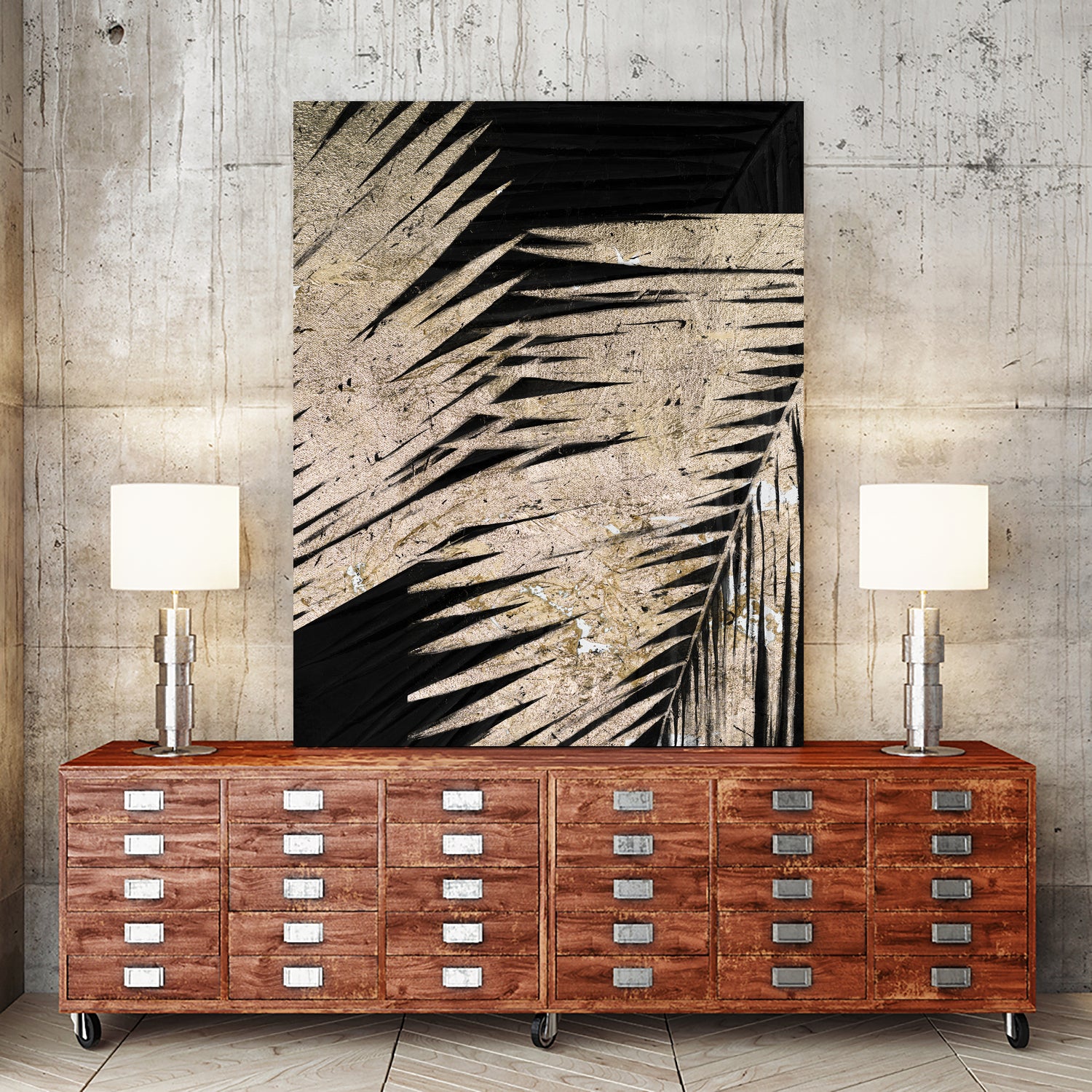 Neutral Palmas on Black I by Patricia Pinto on GIANT ART - palms palmas