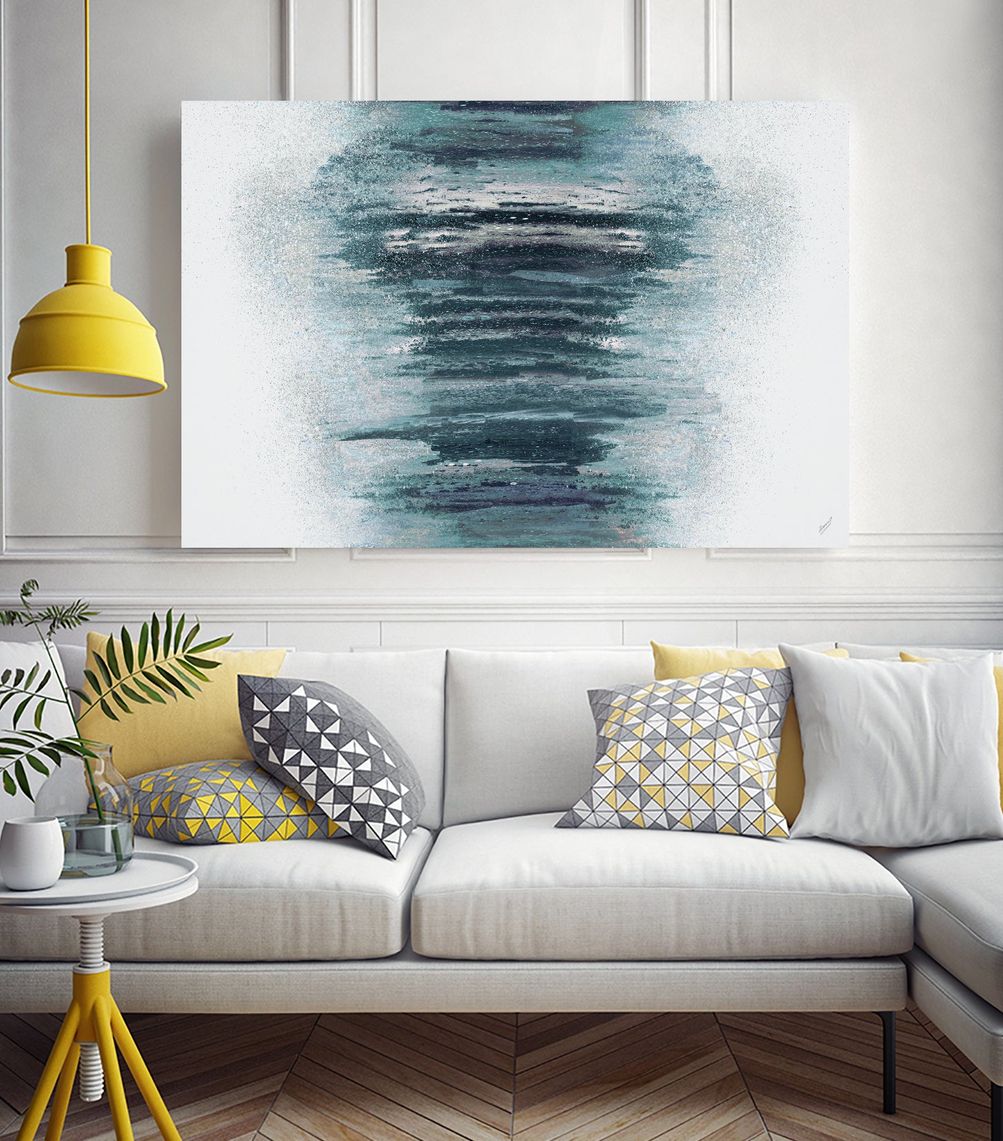 Teal with Silver Woods on White by Roberto Gonzalez on GIANT ART - abstract teal