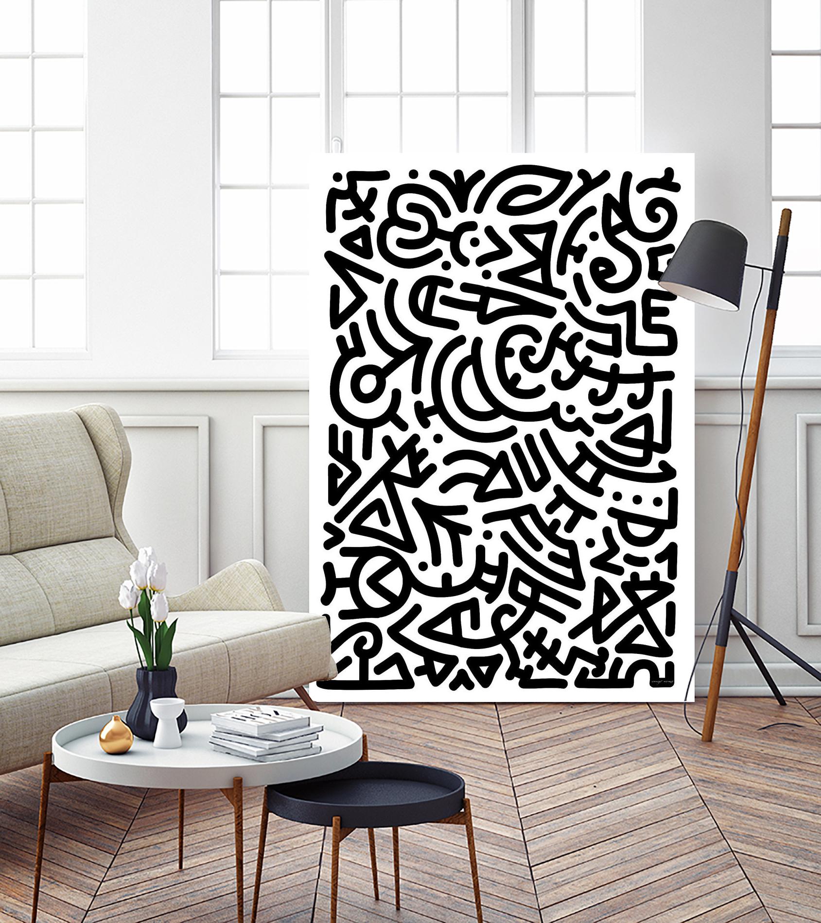 Bold Black Marker Doodle Lines by Bicone on GIANT ART