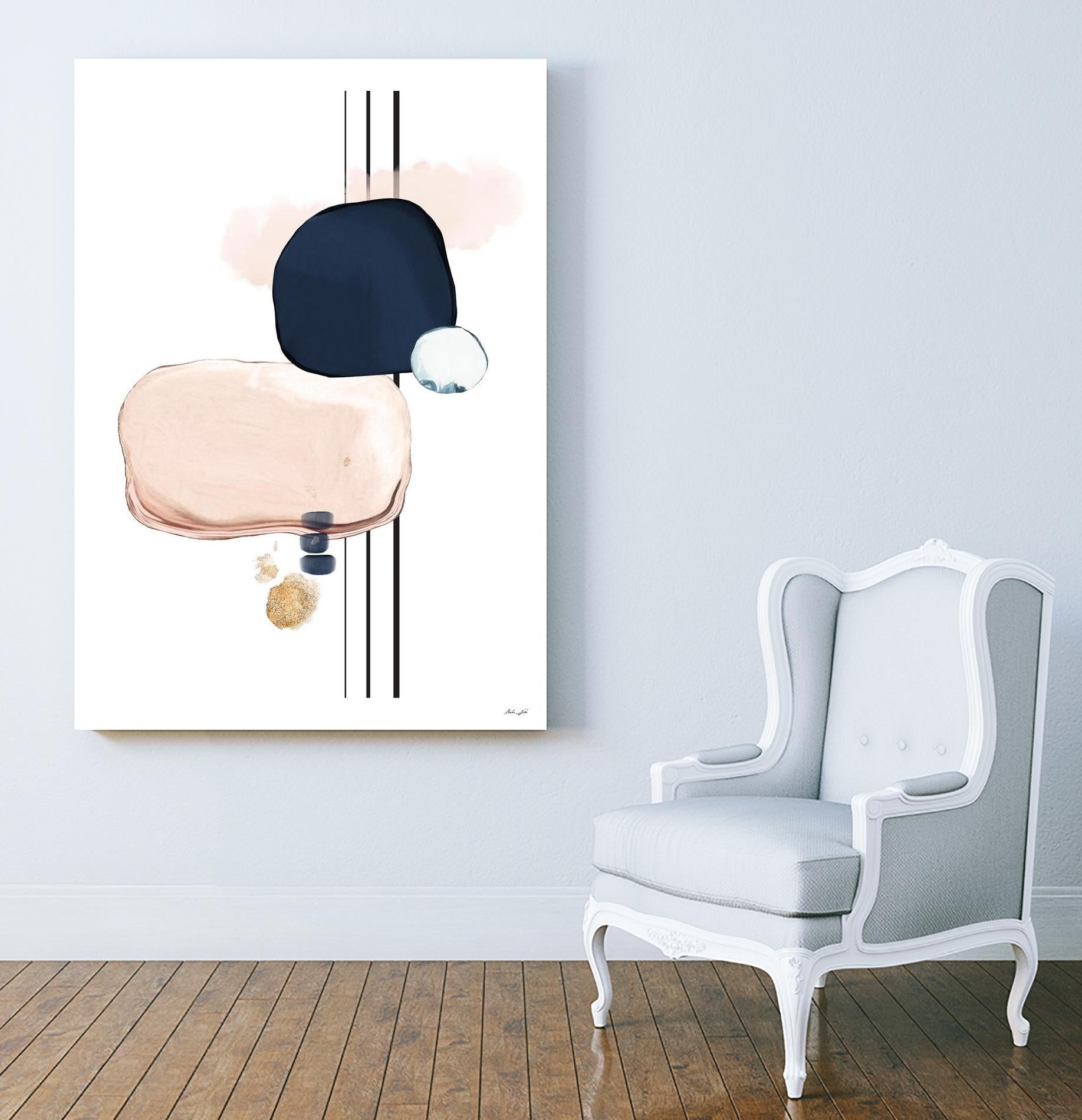 Abstract Study Blush and Navy Blue by Nordic Print Studio on GIANT ART