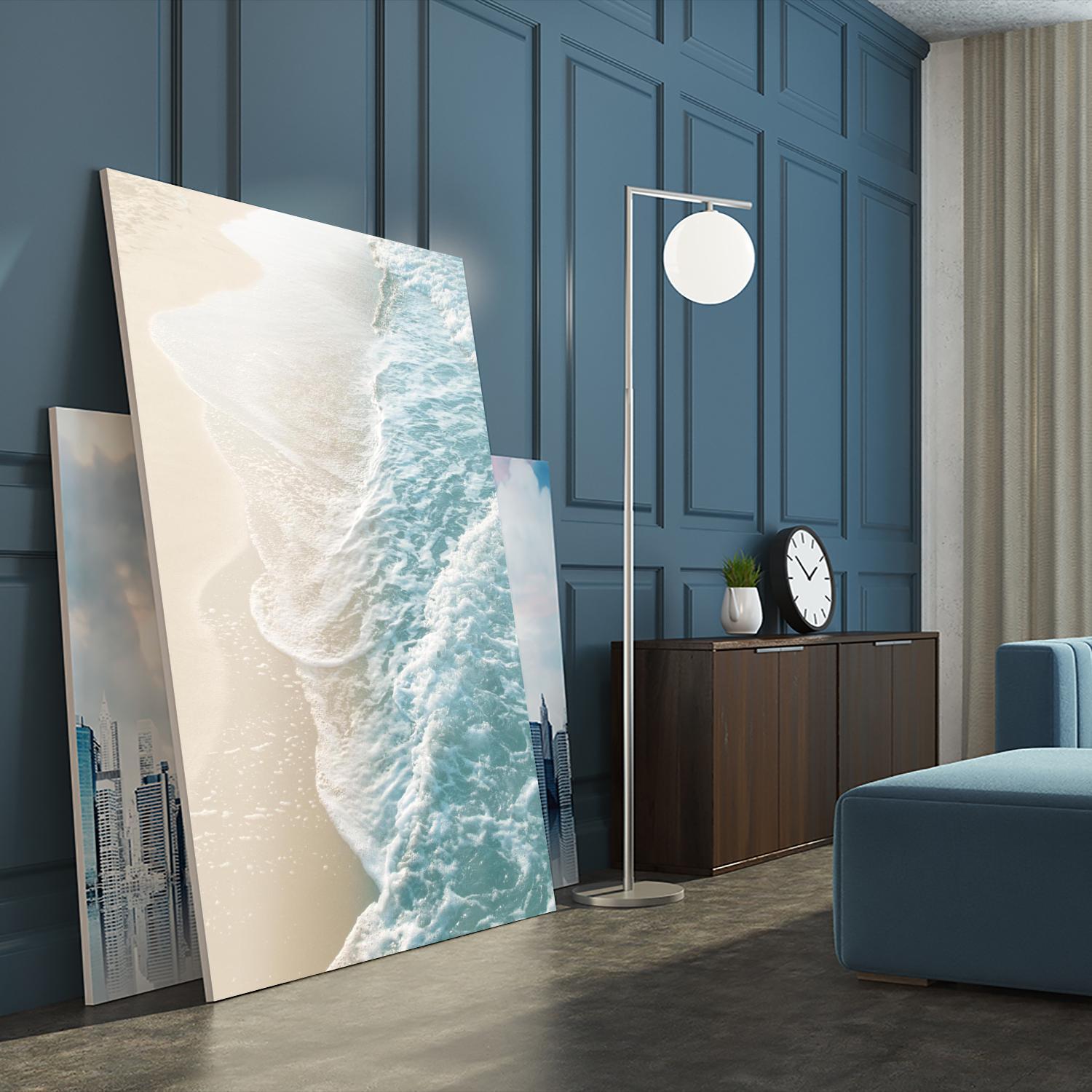 Soft Teal Gold Ocean Dream Waves #1 #water #decor #art by Anita's & Bella's Art on GIANT ART - coastal sand