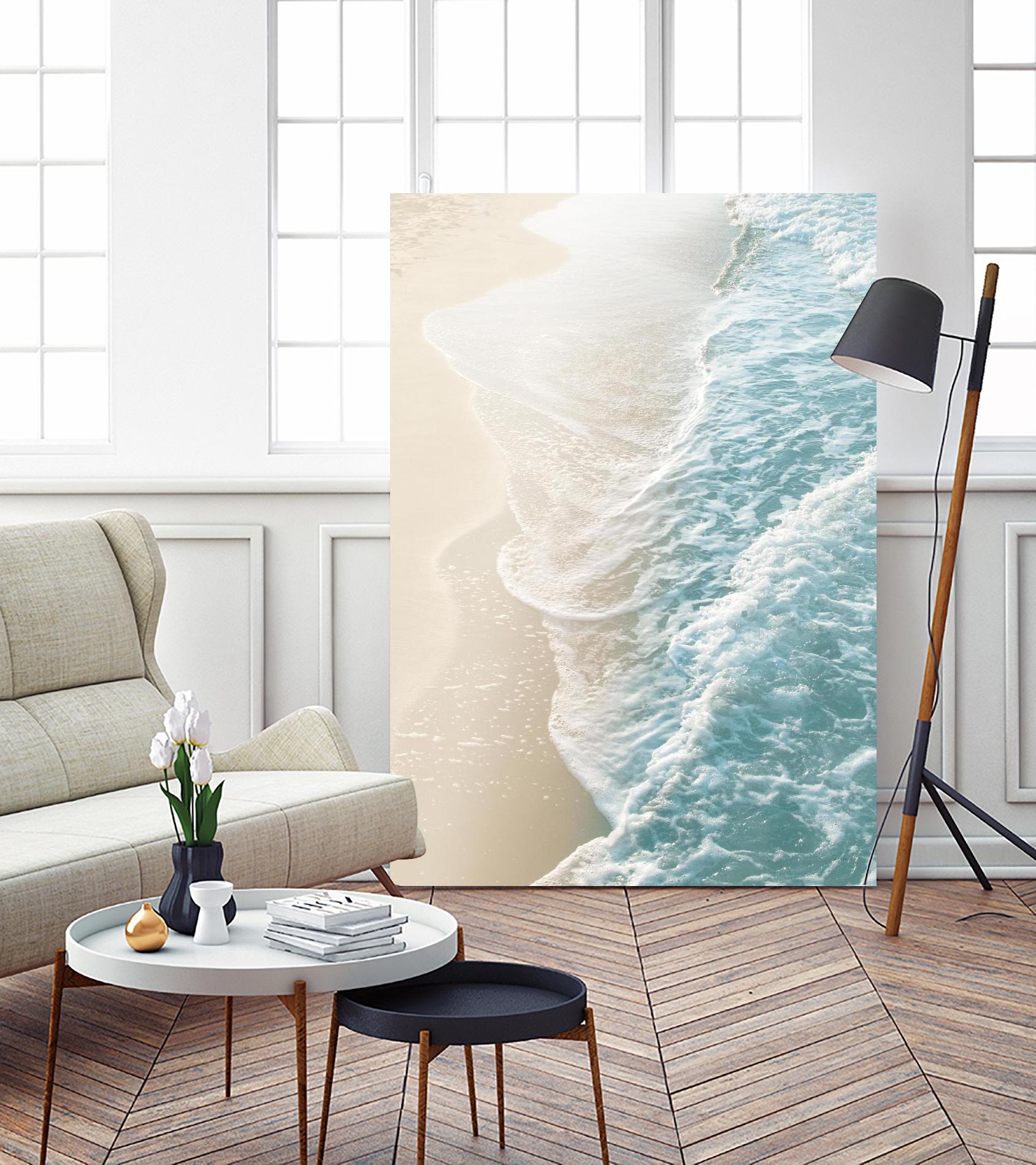 Soft Teal Gold Ocean Dream Waves #1 by Anita's & Bella's Art on GIANT ART - beige coastal sand