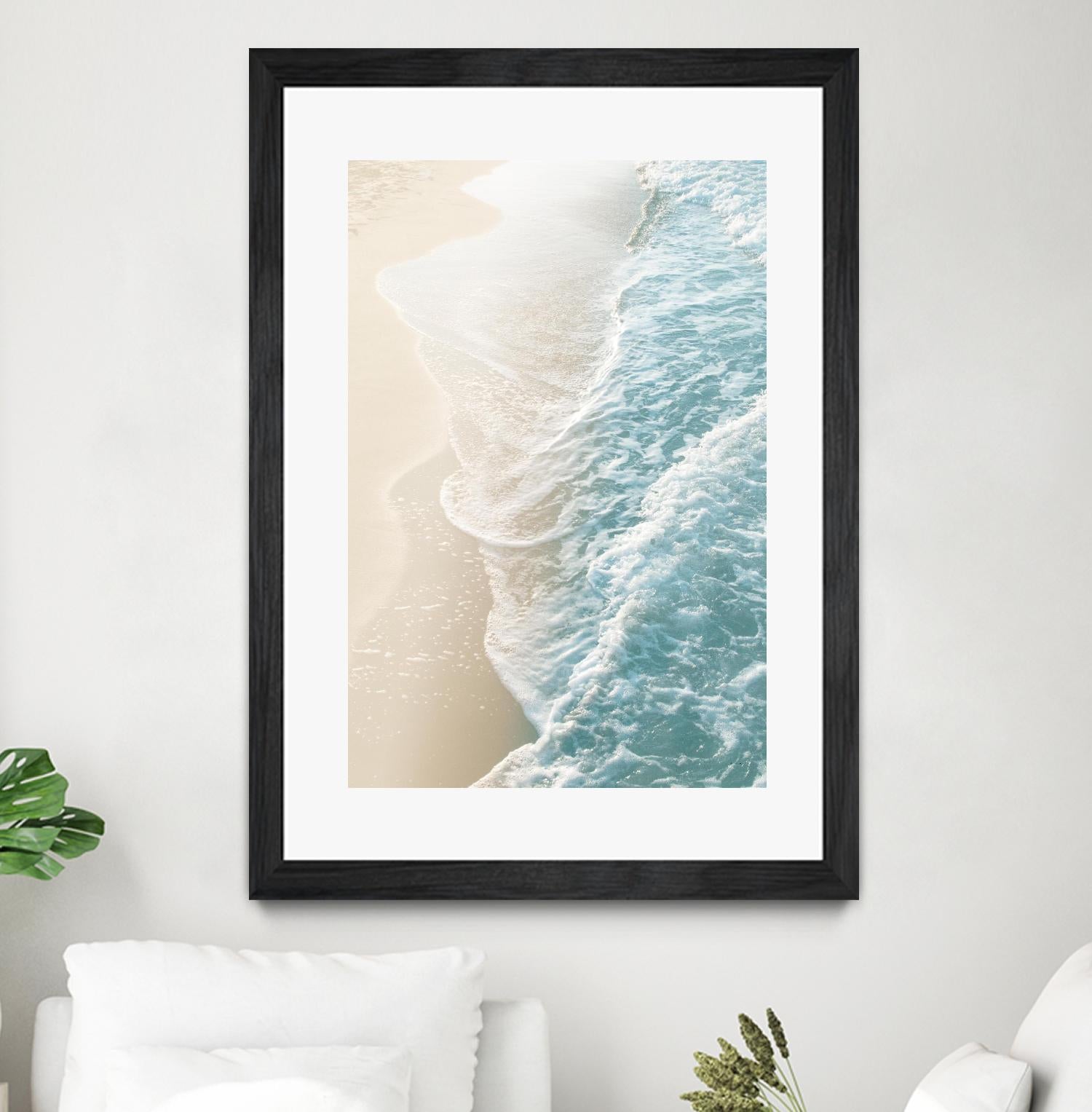Soft Teal Gold Ocean Dream Waves #1 by Anita's & Bella's Art on GIANT ART - beige coastal sand