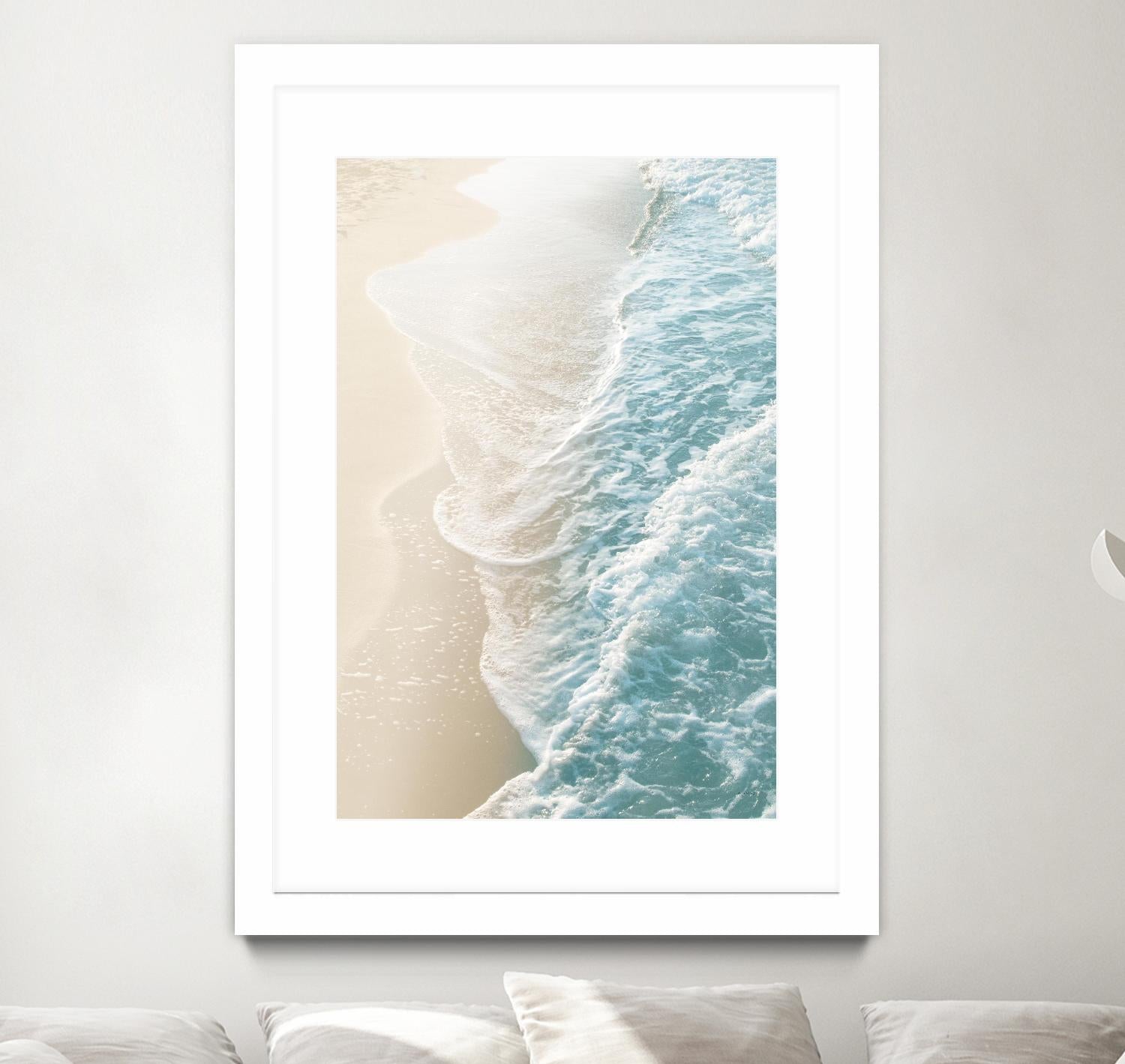 Soft Teal Gold Ocean Dream Waves #1 by Anita's & Bella's Art on GIANT ART - beige coastal sand