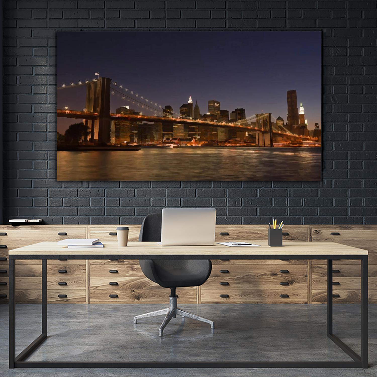 Brooklyn bridge view by Jefd on GIANT ART - blue city scene