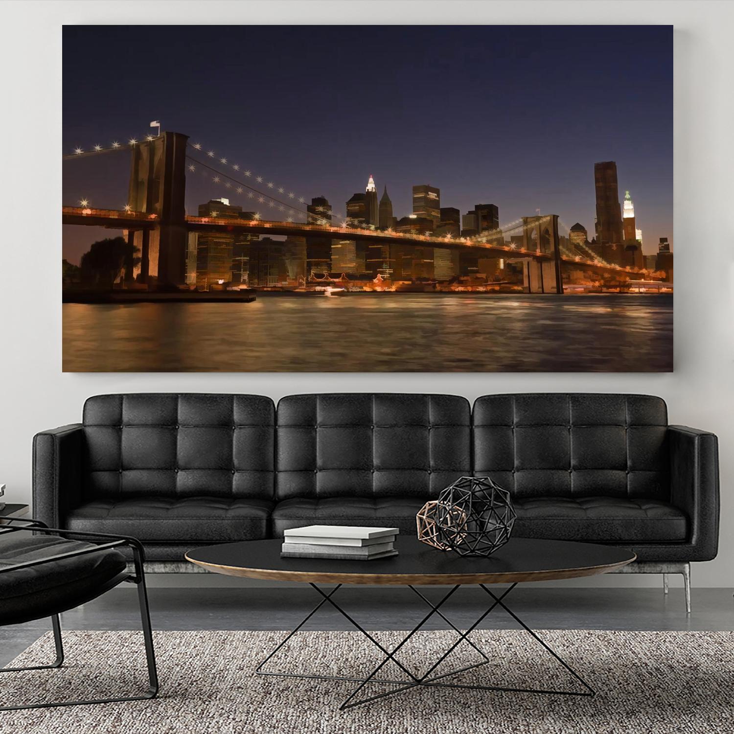 Brooklyn bridge view by Jefd on GIANT ART - blue city scene