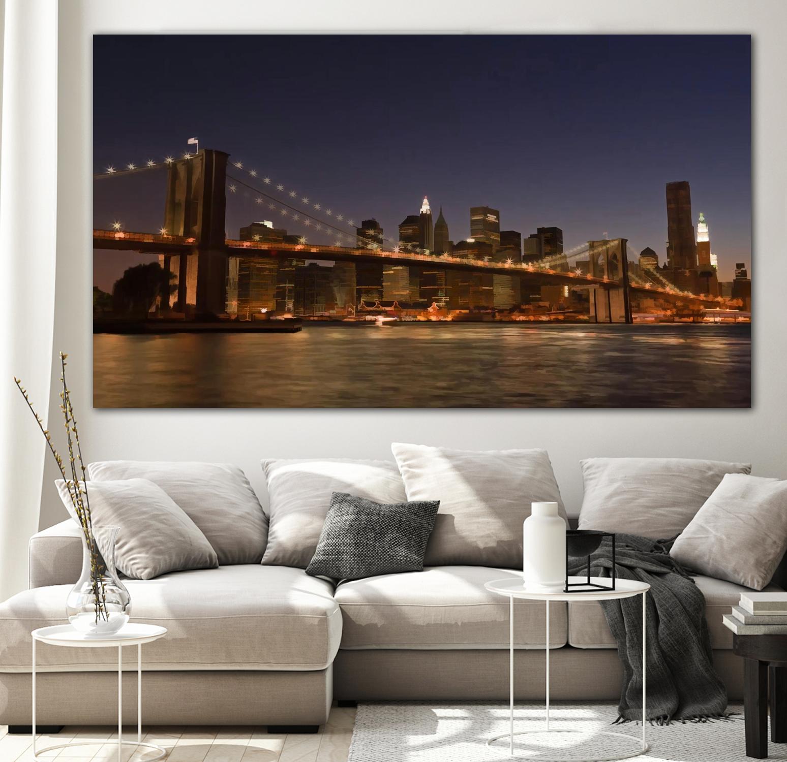 Brooklyn bridge view by Jefd on GIANT ART - blue city scene