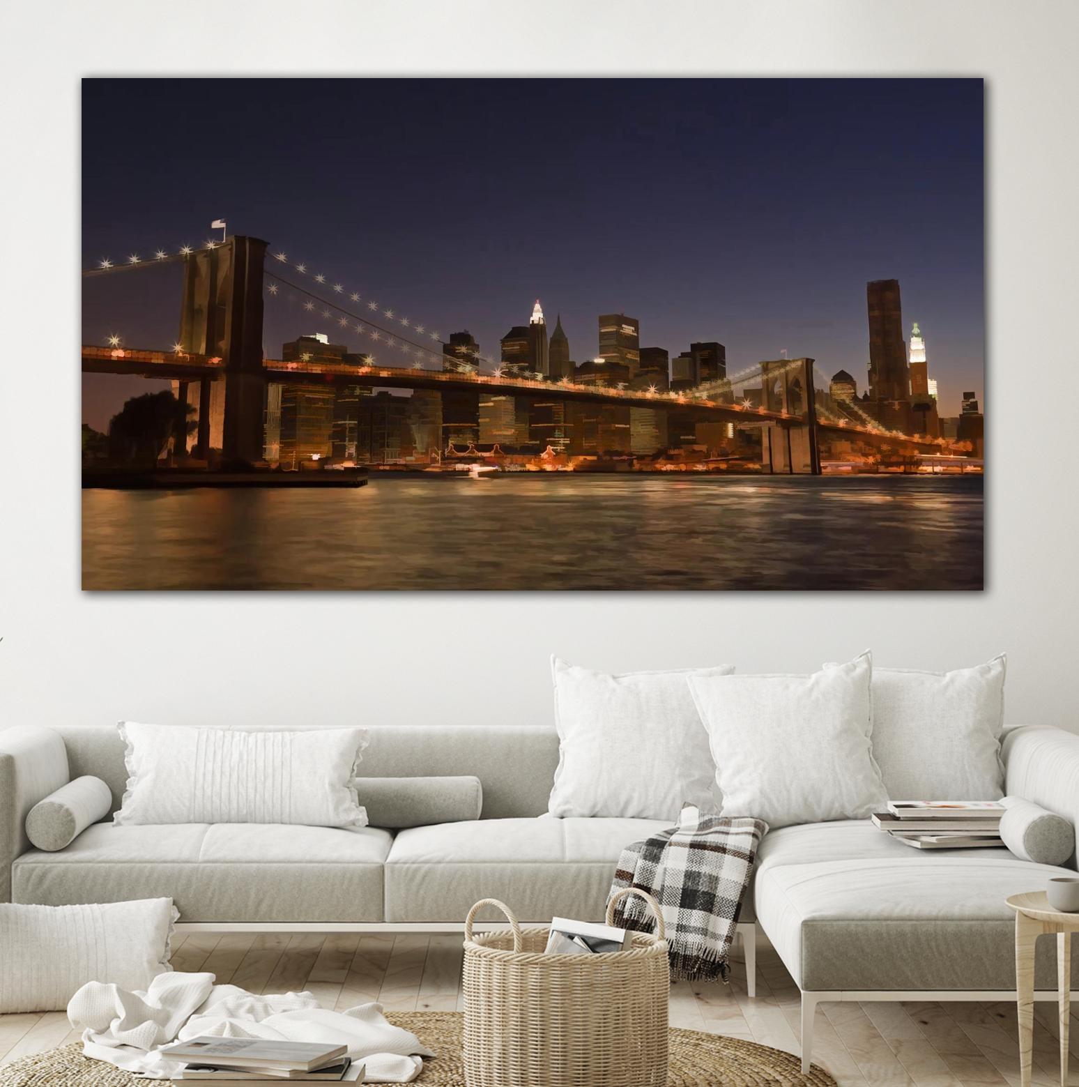Brooklyn bridge view by Jefd on GIANT ART - blue city scene