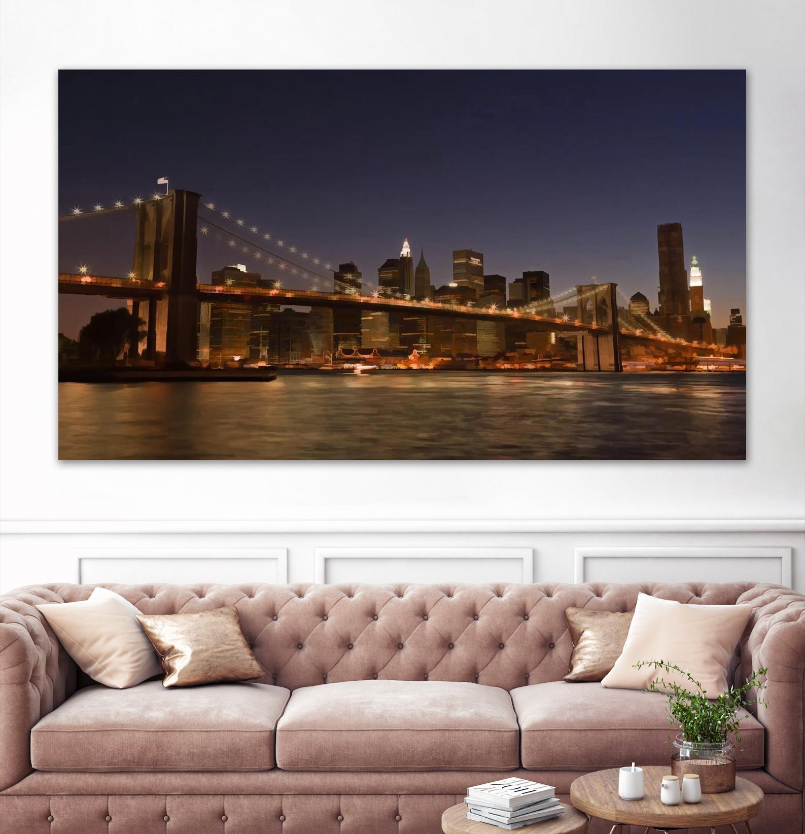 Brooklyn bridge view by Jefd on GIANT ART - blue city scene