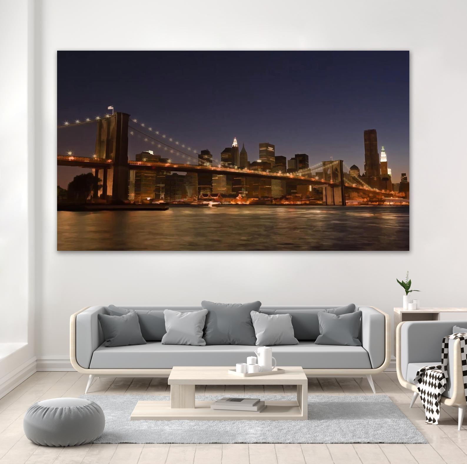 Brooklyn bridge view by Jefd on GIANT ART - blue city scene
