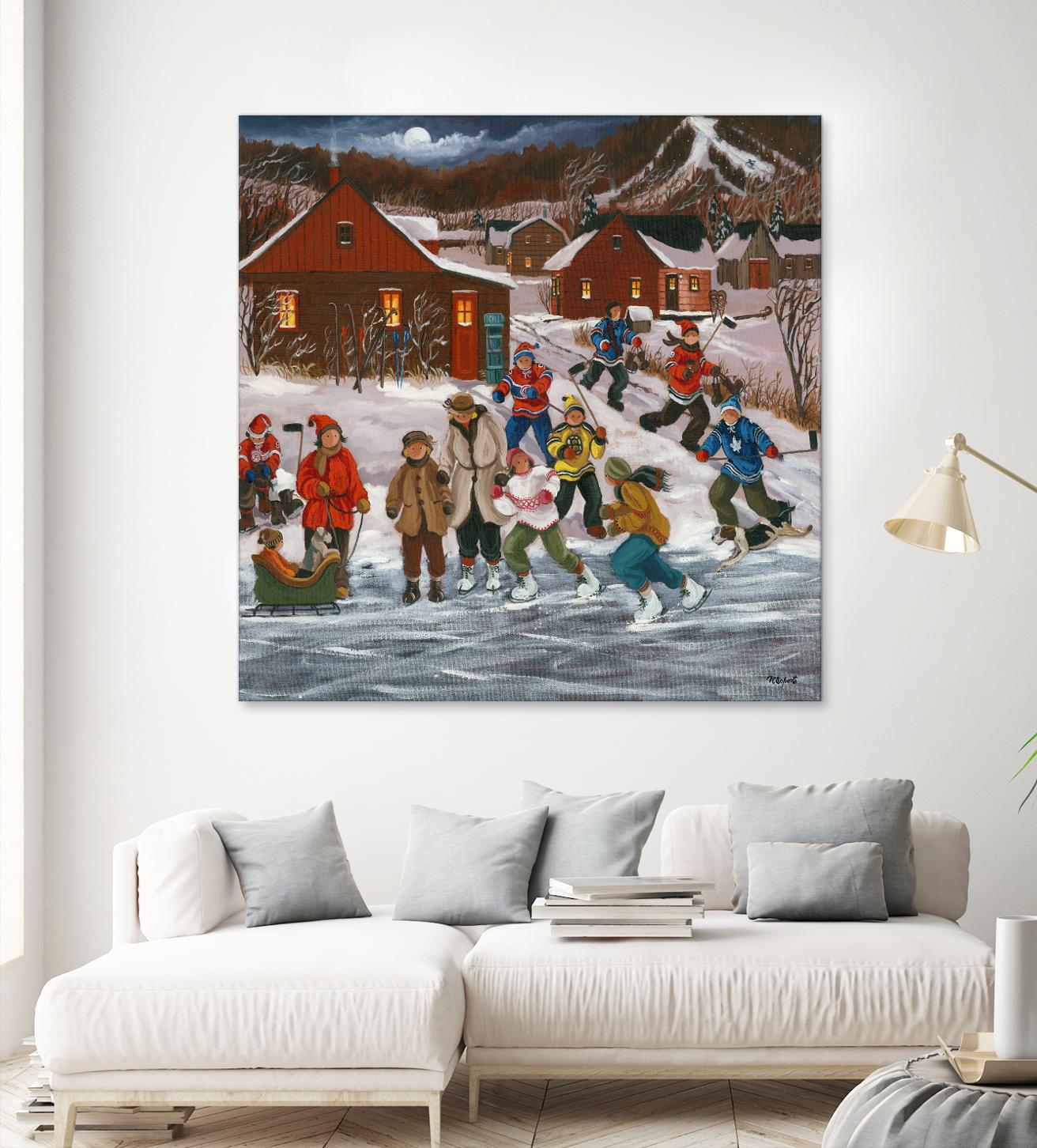 Sur le lac gelé by Nicole Laporte on GIANT ART - red winter scenes