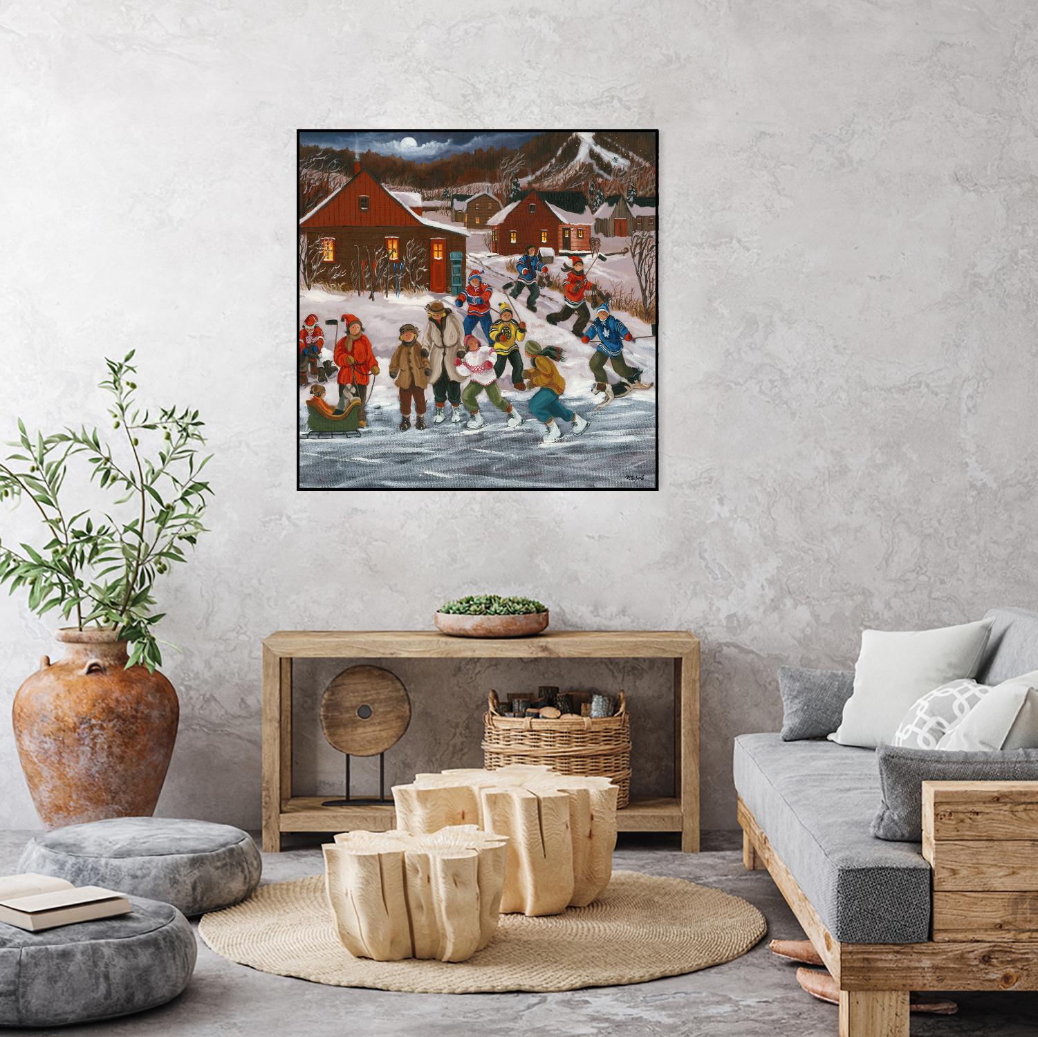 Sur le lac gelé by Nicole Laporte on GIANT ART - red winter scenes