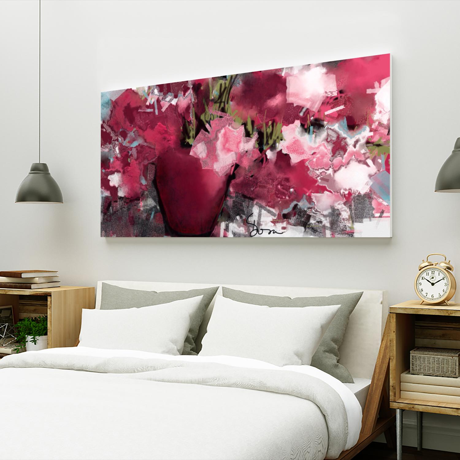 Purple flowers by Doris Savard on GIANT ART - grey abstract