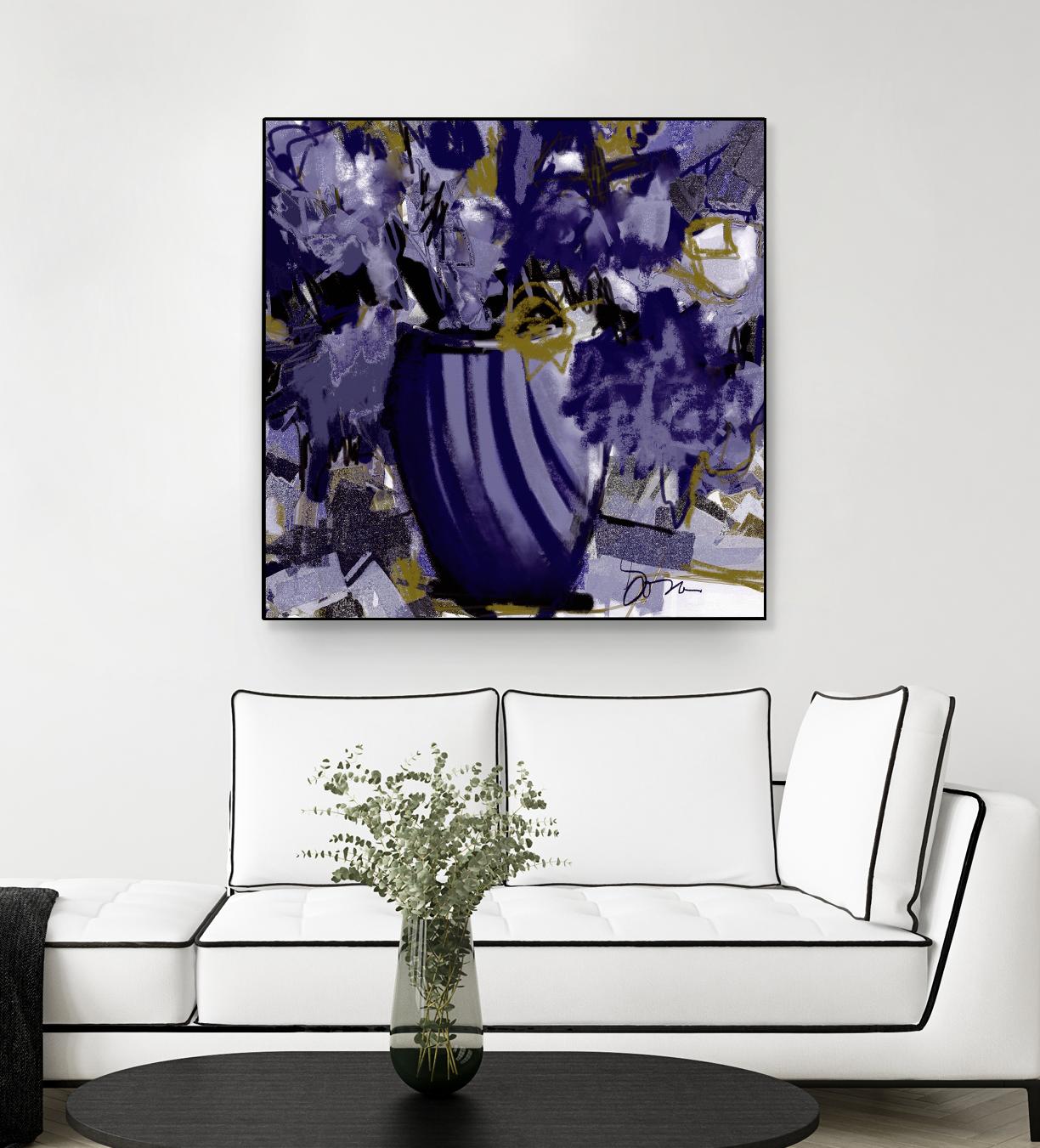 Dark blue flowers by Doris Savard on GIANT ART - grey abstract