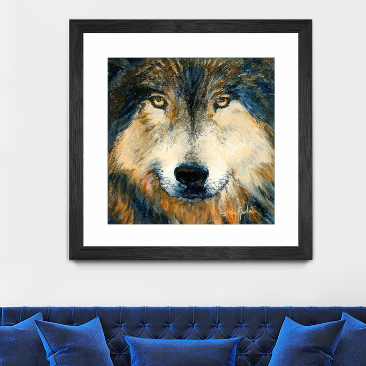 Regard inquiet du loup by Sylvia Audet on GIANT ART - white animals