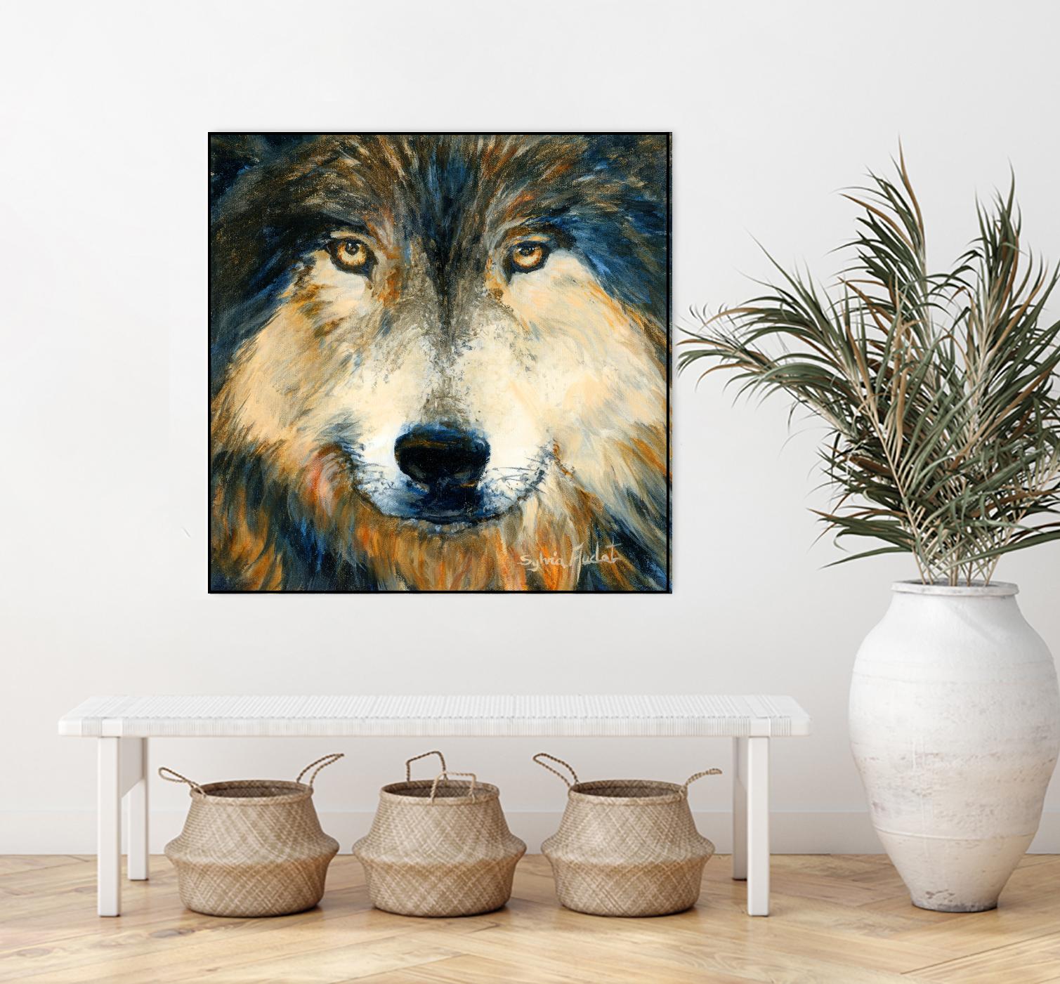 Regard inquiet du loup by Sylvia Audet on GIANT ART - white animals