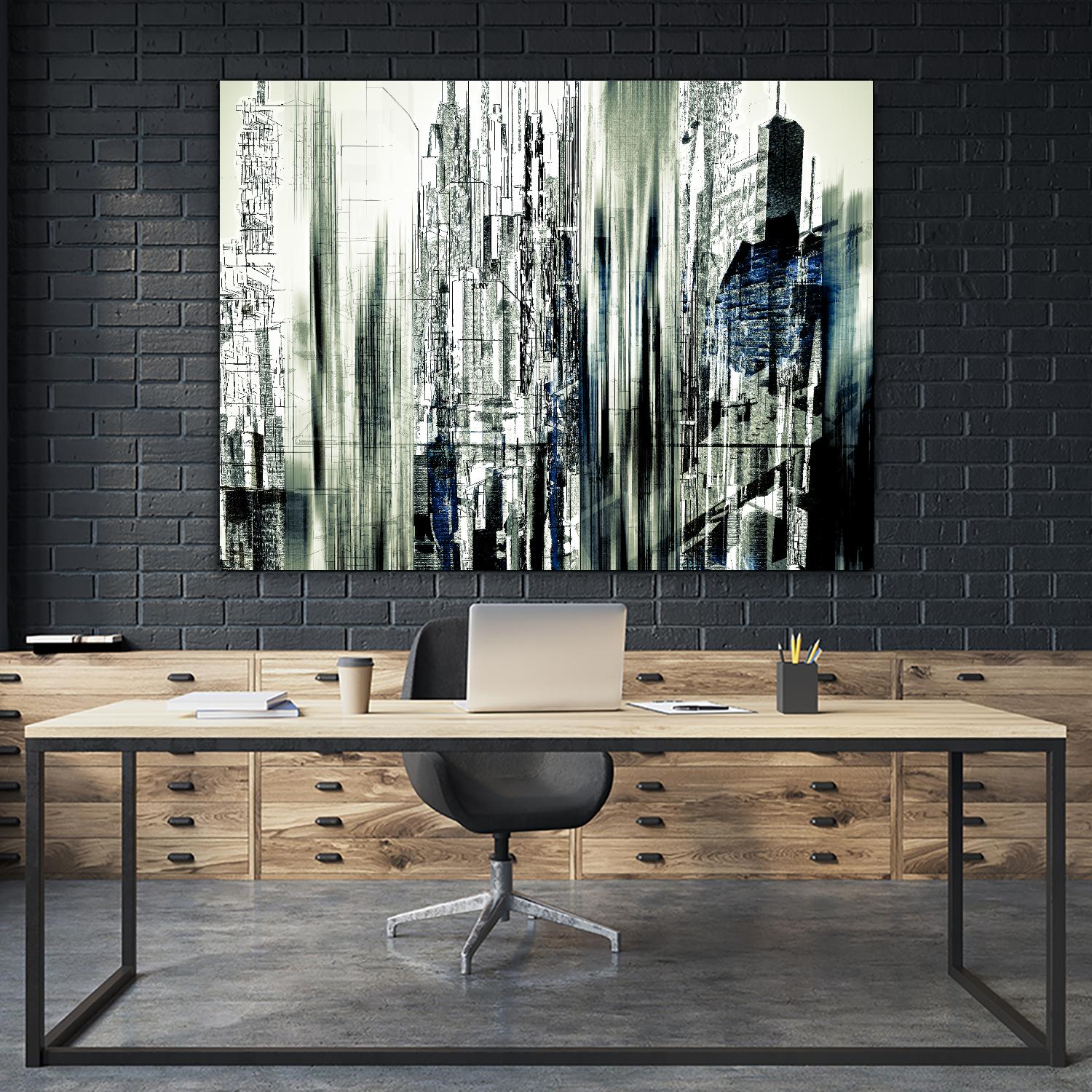 Abstract City Perspective II by Jean-François Dupuis on GIANT ART - white city scene