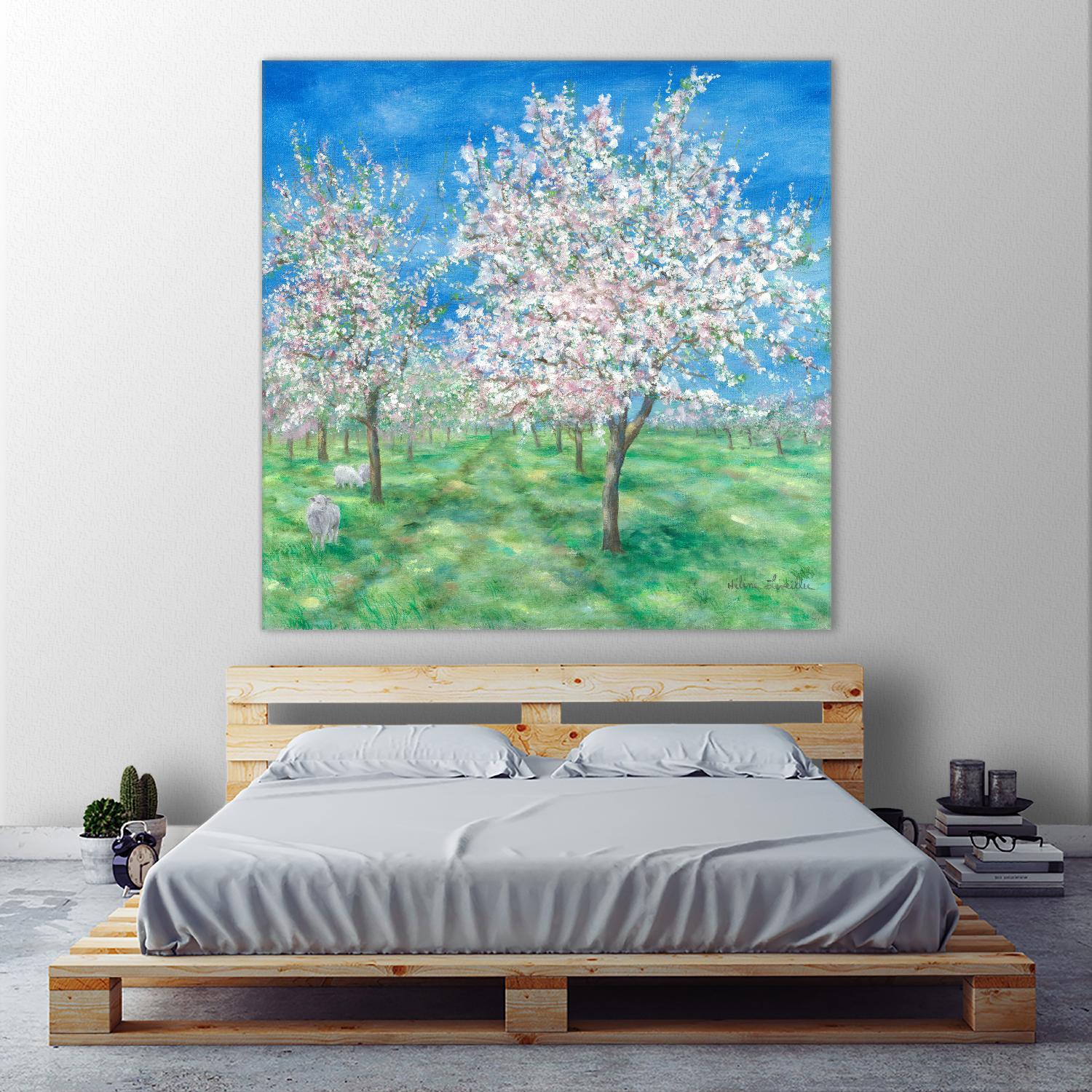 Le Verger en fleurs by Hélène Léveillée on GIANT ART - green landscape arbre en fleur