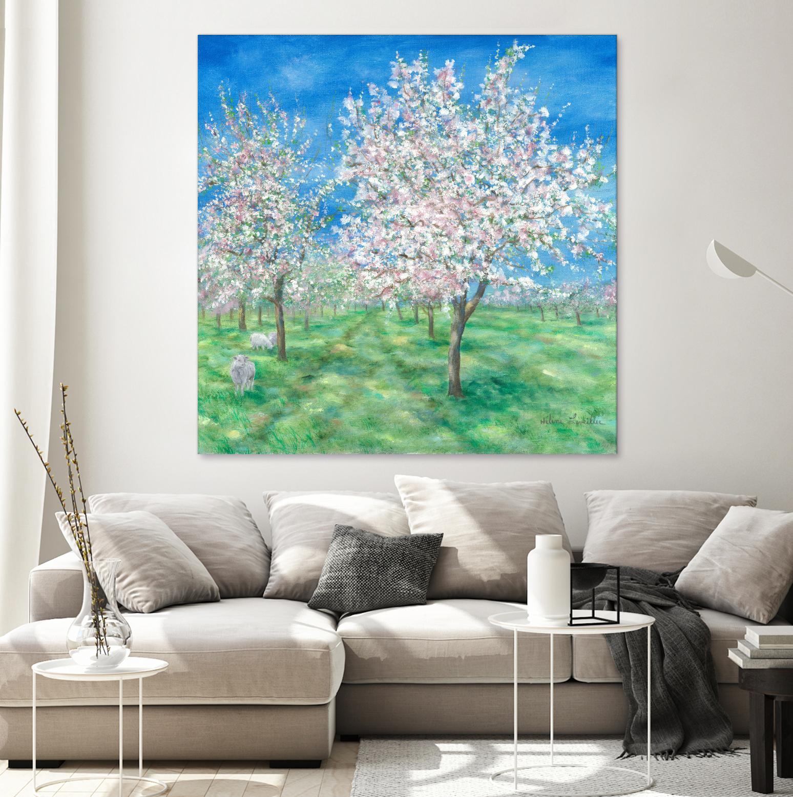 Le Verger en fleurs by Hélène Léveillée on GIANT ART - green landscape arbre en fleur