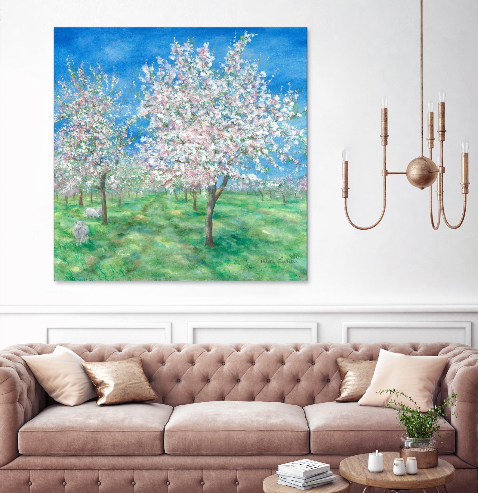 Le Verger en fleurs by Hélène Léveillée on GIANT ART - green landscape arbre en fleur