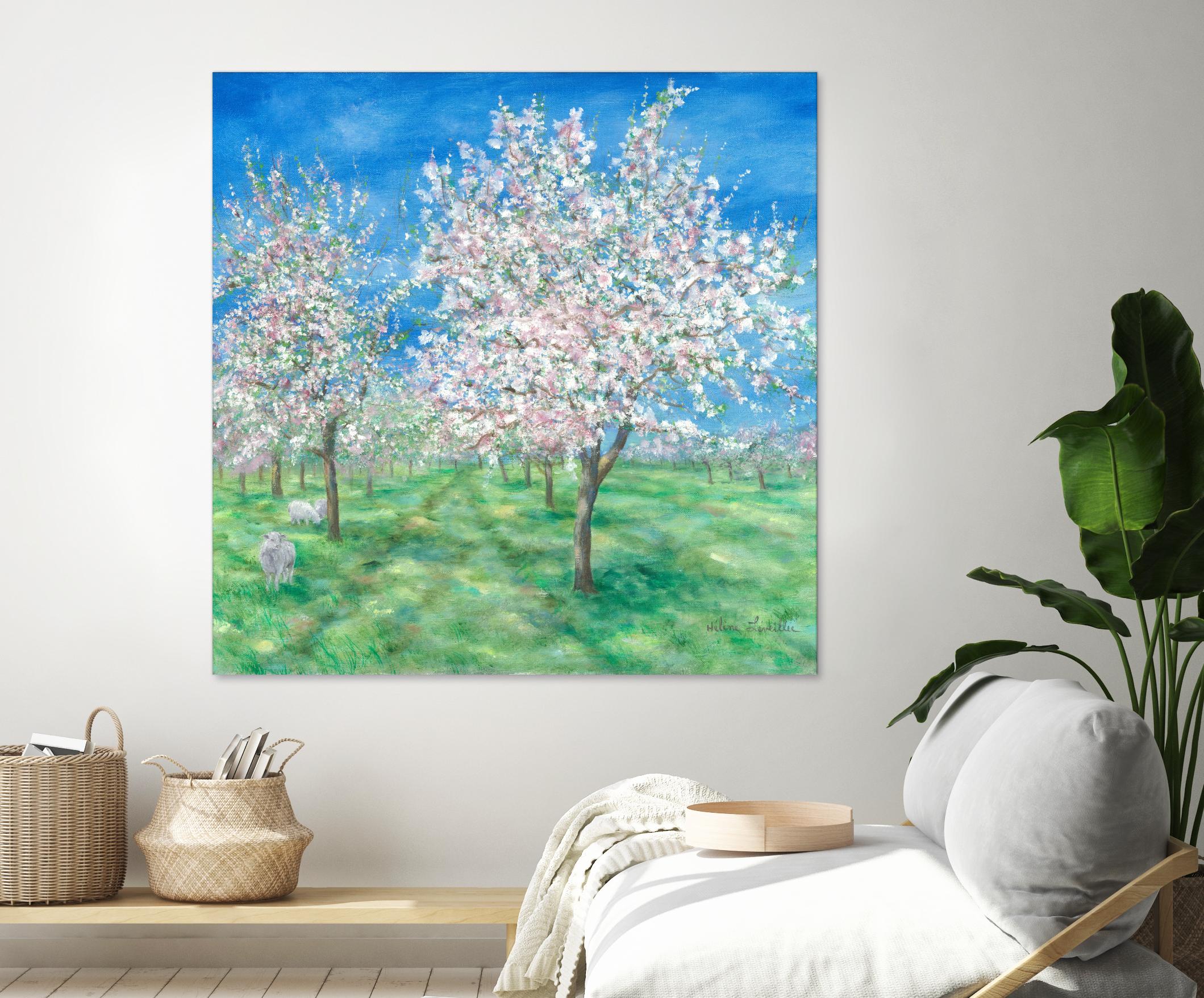 Le Verger en fleurs by Hélène Léveillée on GIANT ART - green landscape arbre en fleur